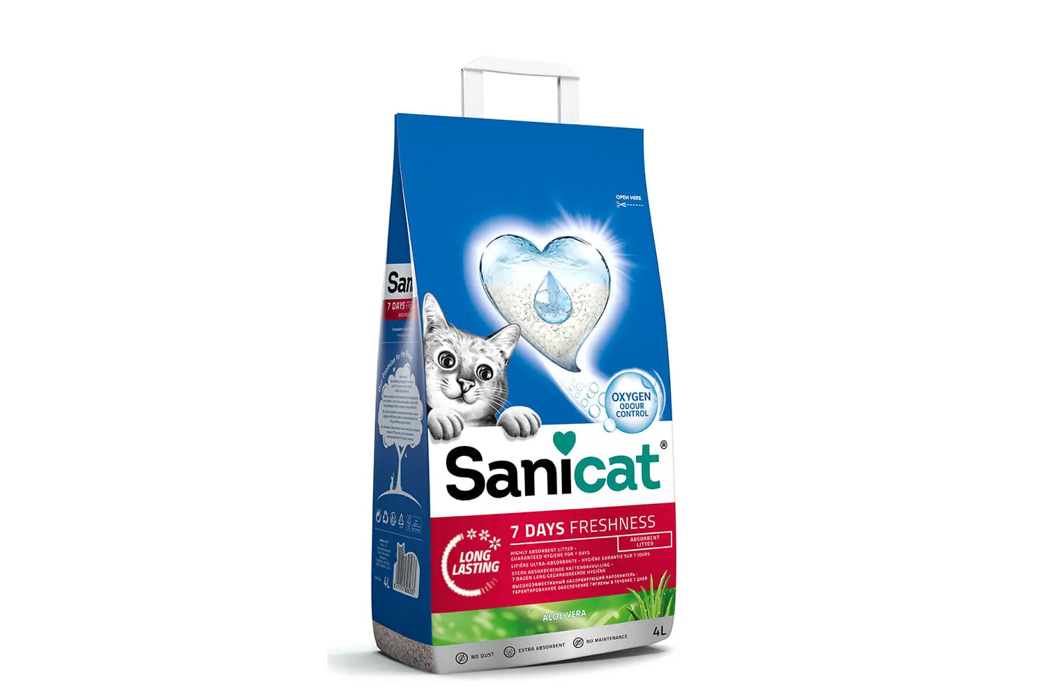 SANICAT 7Days, Aloe Vera, asternut igienic pisici, granule, bentonita, aglomerant, neutralizare mirosuri, 4l - Image 2