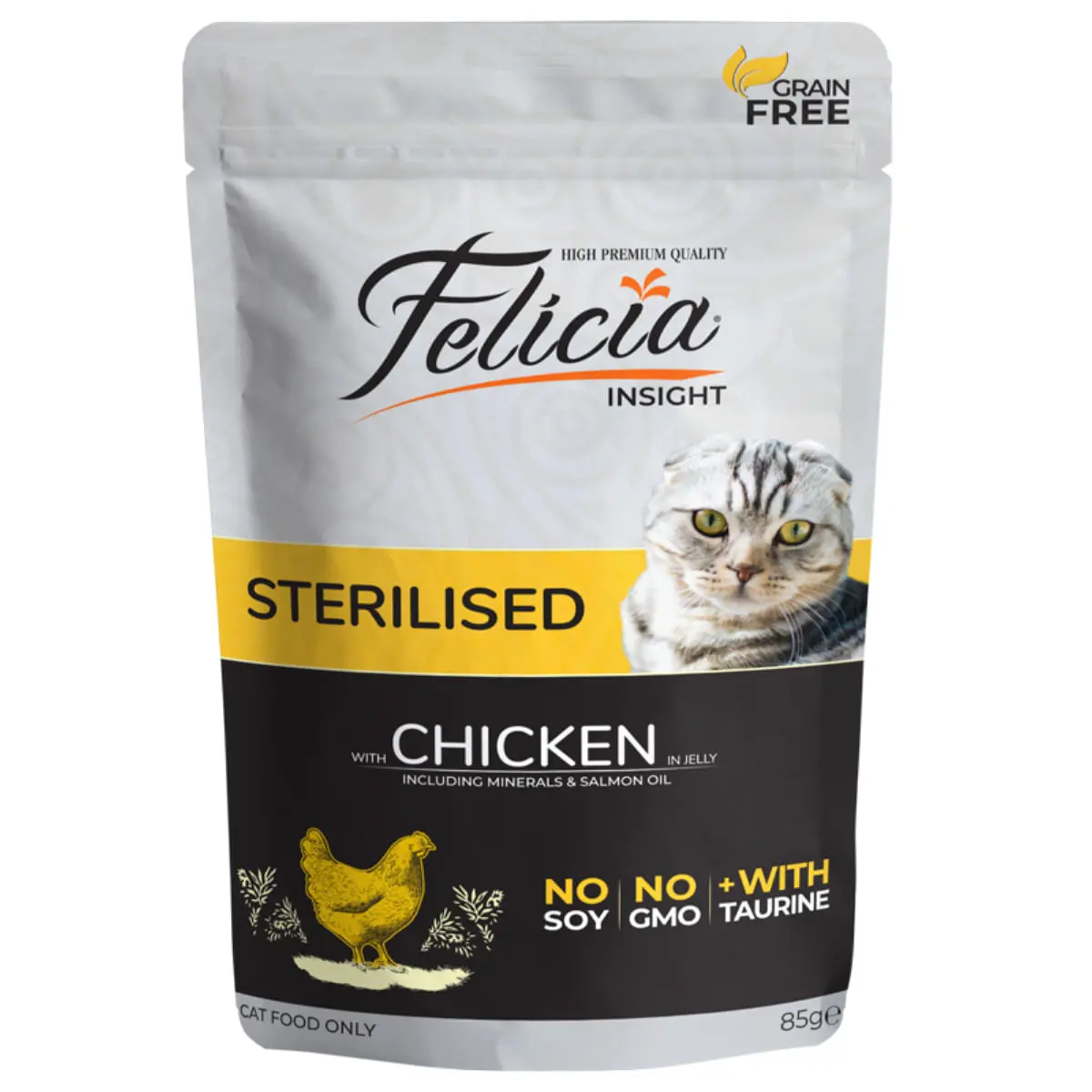 FELICIA Sterilised, Pui, plic hrana umeda fara cereale pisici sterilizate, (in aspic), 85g - Image 2