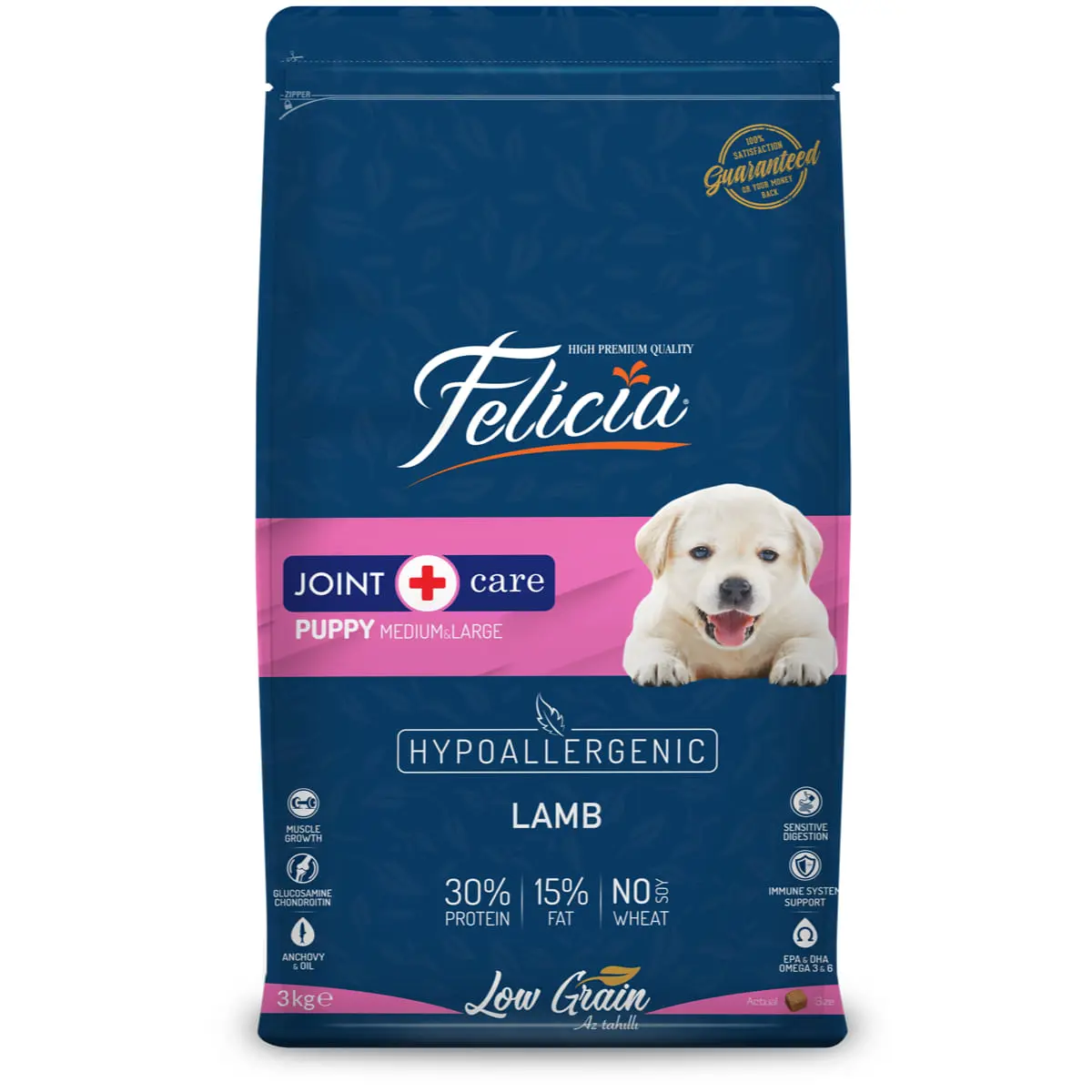 FELICIA Joint Care Puppy Medium & Large, M-XL, Miel, hrana uscata continut redus cereale caini junior, sistem articular, 15kg - Image 3