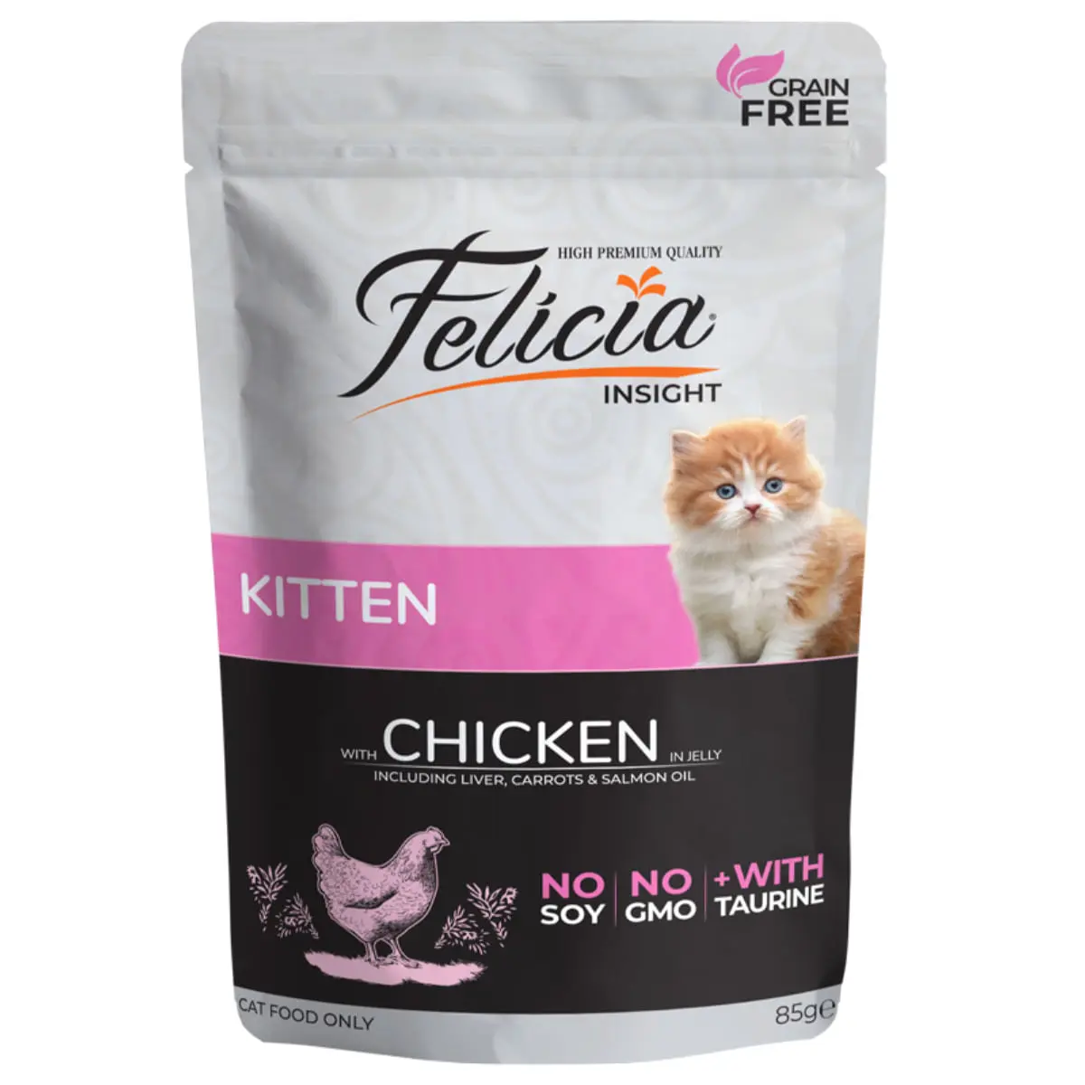 FELICIA Kitten, Pui si Ficat, plic hrana umeda fara cereale pisici junior, (in aspic), 85g