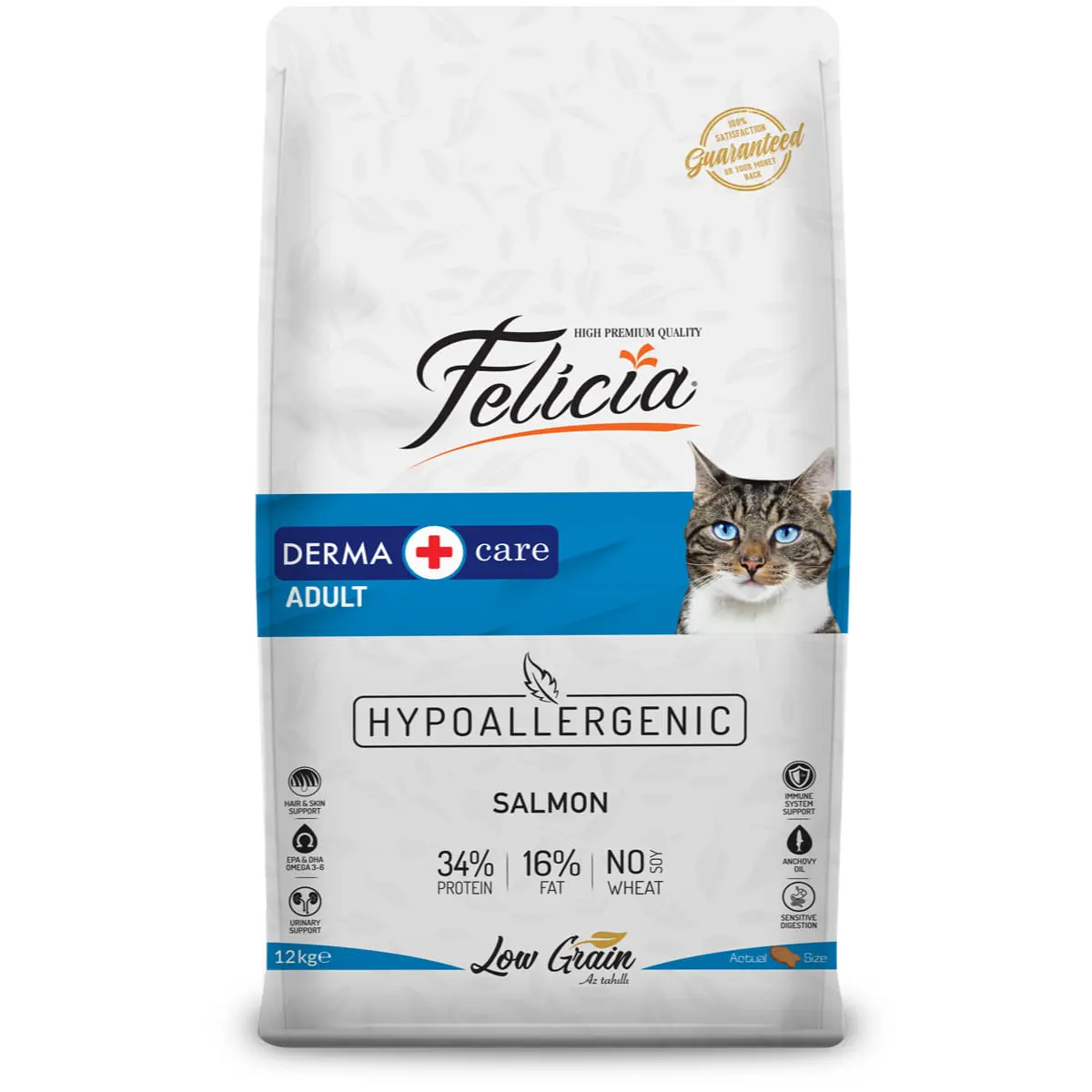 FELICIA Derma Care, Somon, hrana uscata continut redus cereale pisici, piele & blana, 12kg - Image 2