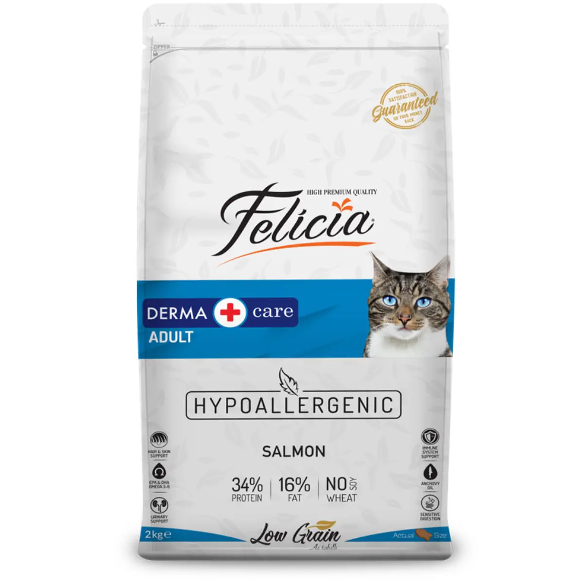 FELICIA Derma Care, Somon, hrana uscata continut redus cereale pisici, piele & blana, 12kg - Image 3