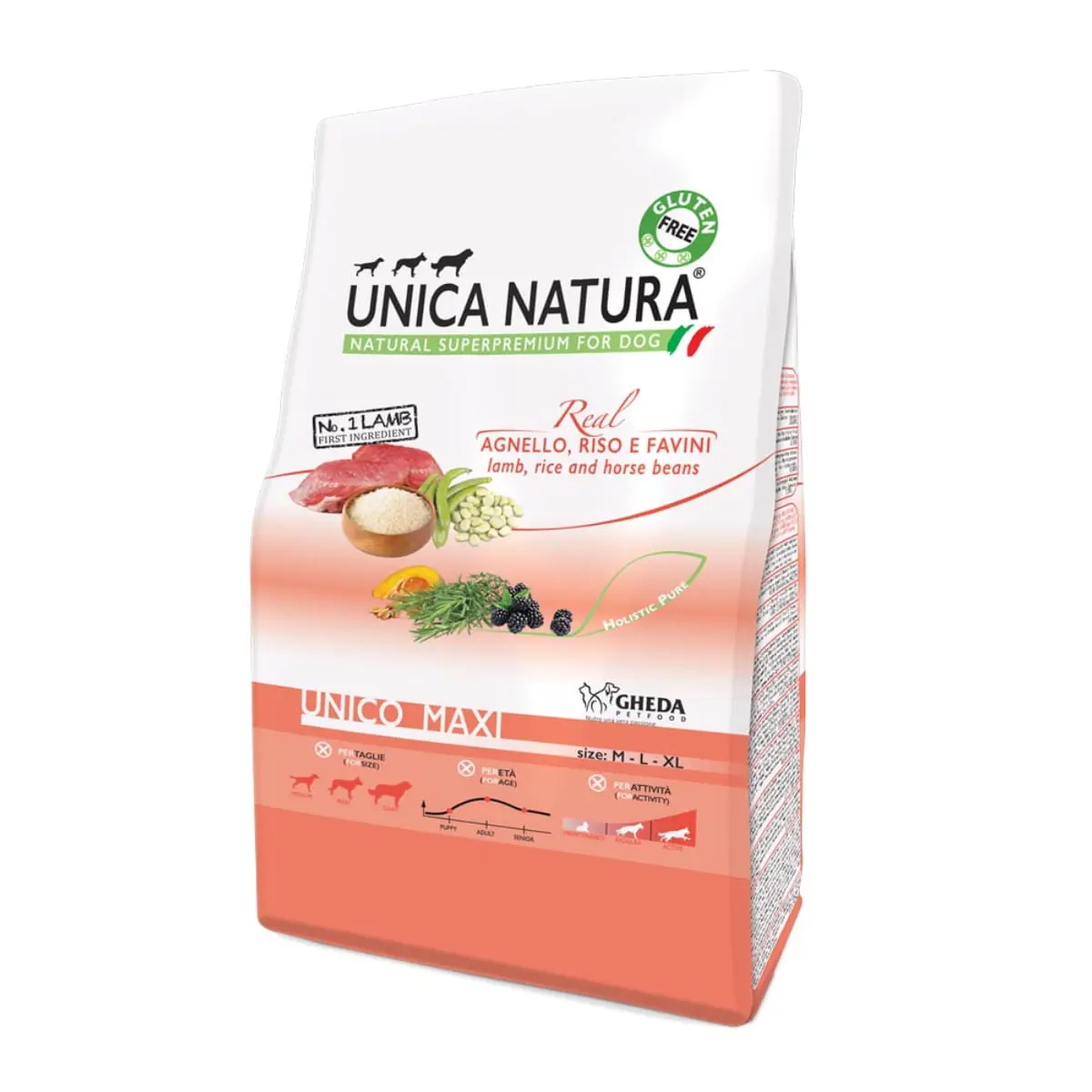 UNICA Natura Maxi, L-XL, Miel si Orez, hrana uscata caini, 12kg