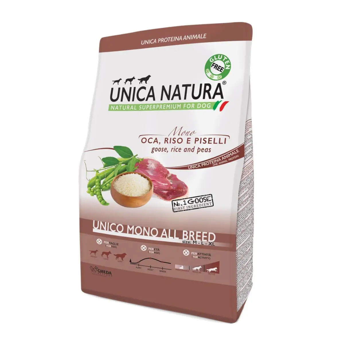 UNICA Natura Mono, M-XL, Gasca si Orez, hrana uscata monoproteica caini, 12kg - Image 2