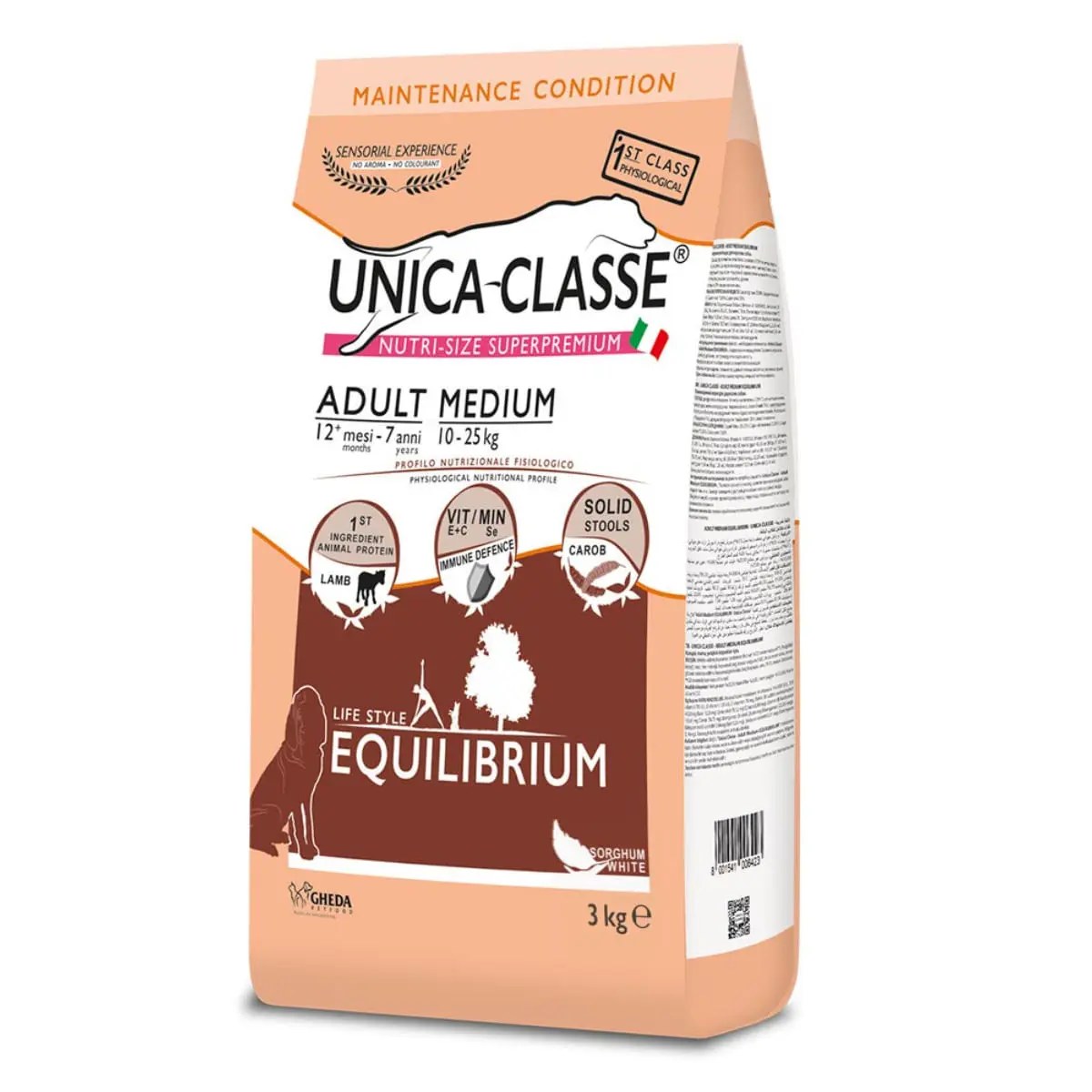 UNICA Classe Equilibrium Medium, M, Miel, hrana uscata caini, 3kg