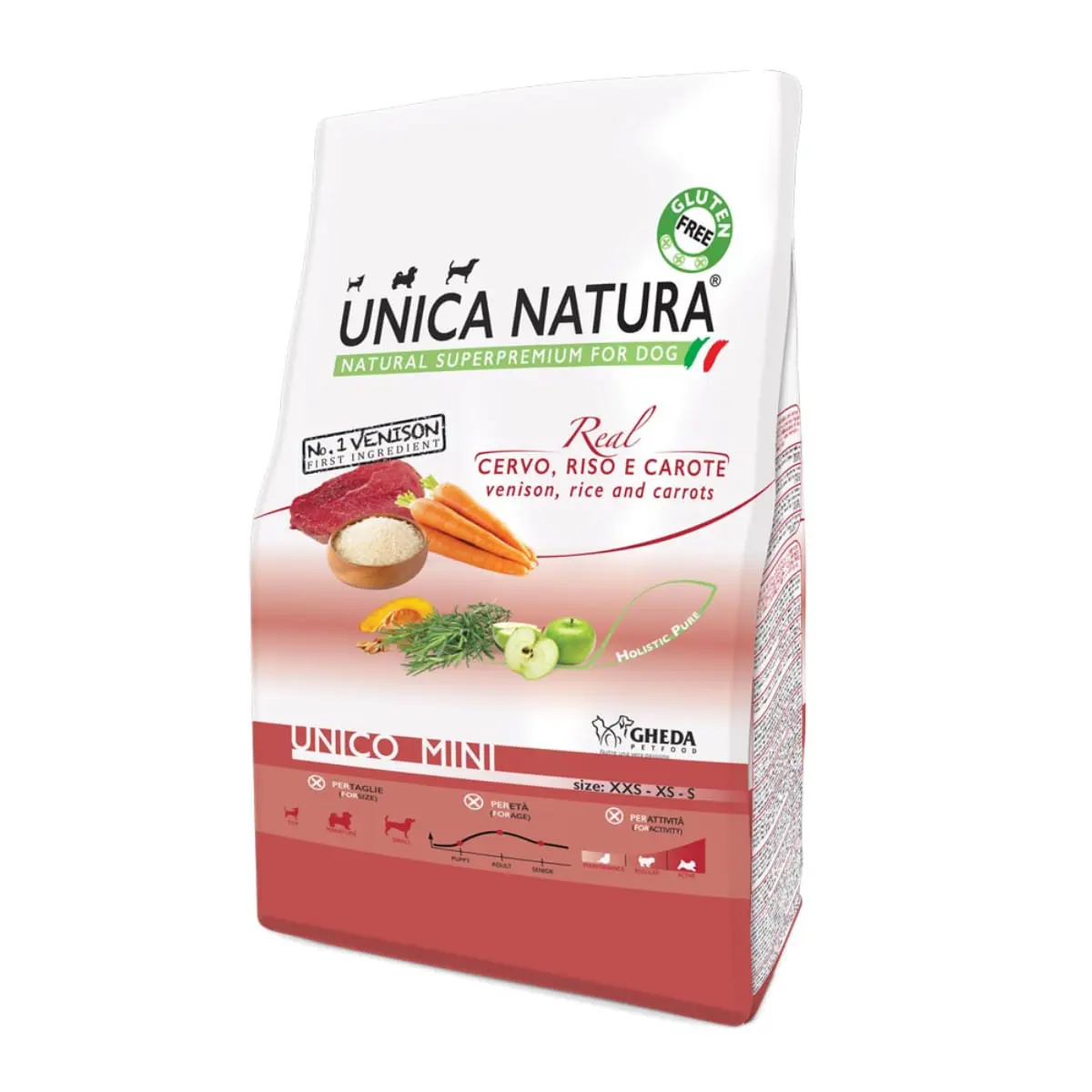 UNICA Natura Mini, XS-S, Caprioara si Orez, hrana uscata caini, 2.5kg