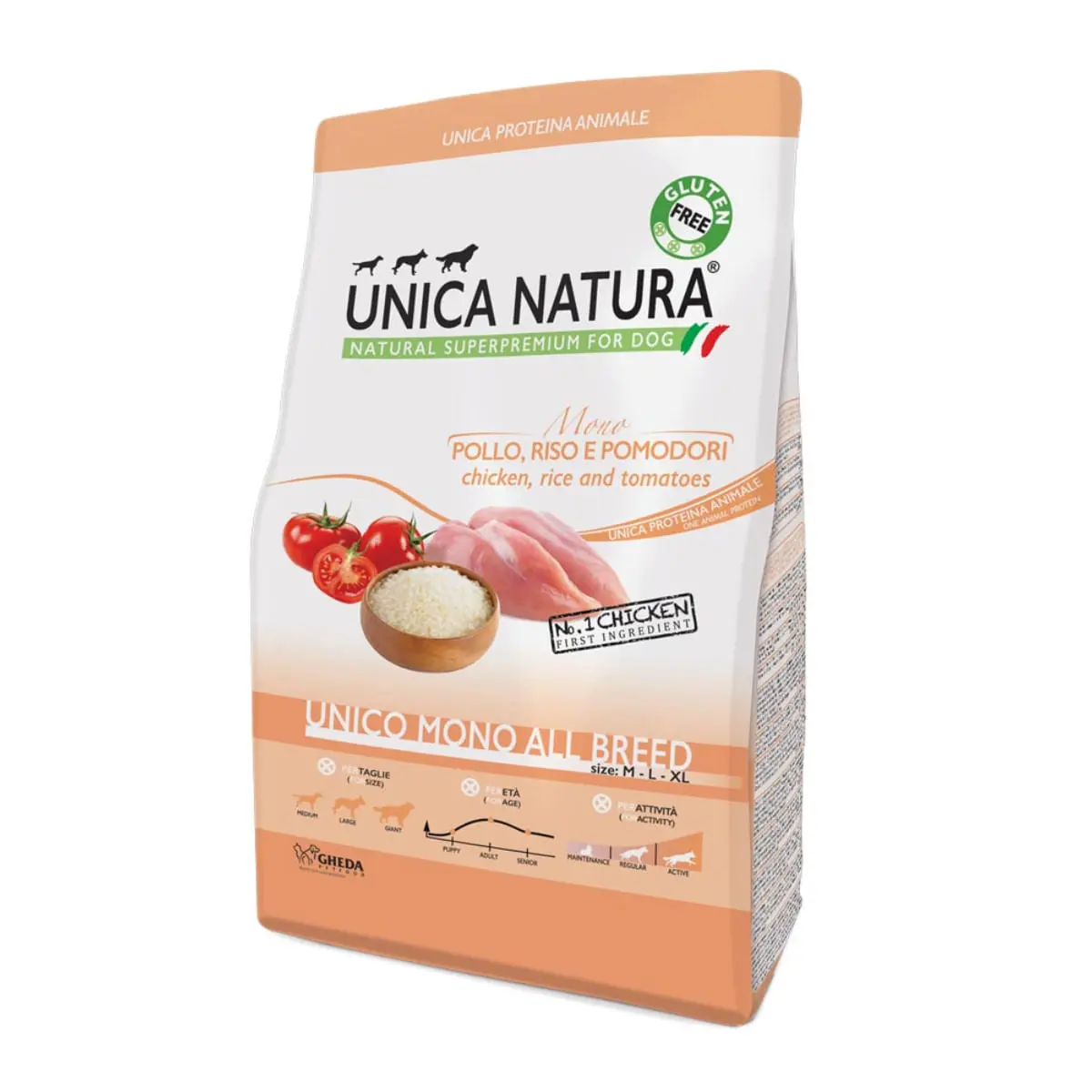 UNICA Natura Mono, M-XL, Pui si Orez, hrana uscata monoproteica caini, 12kg