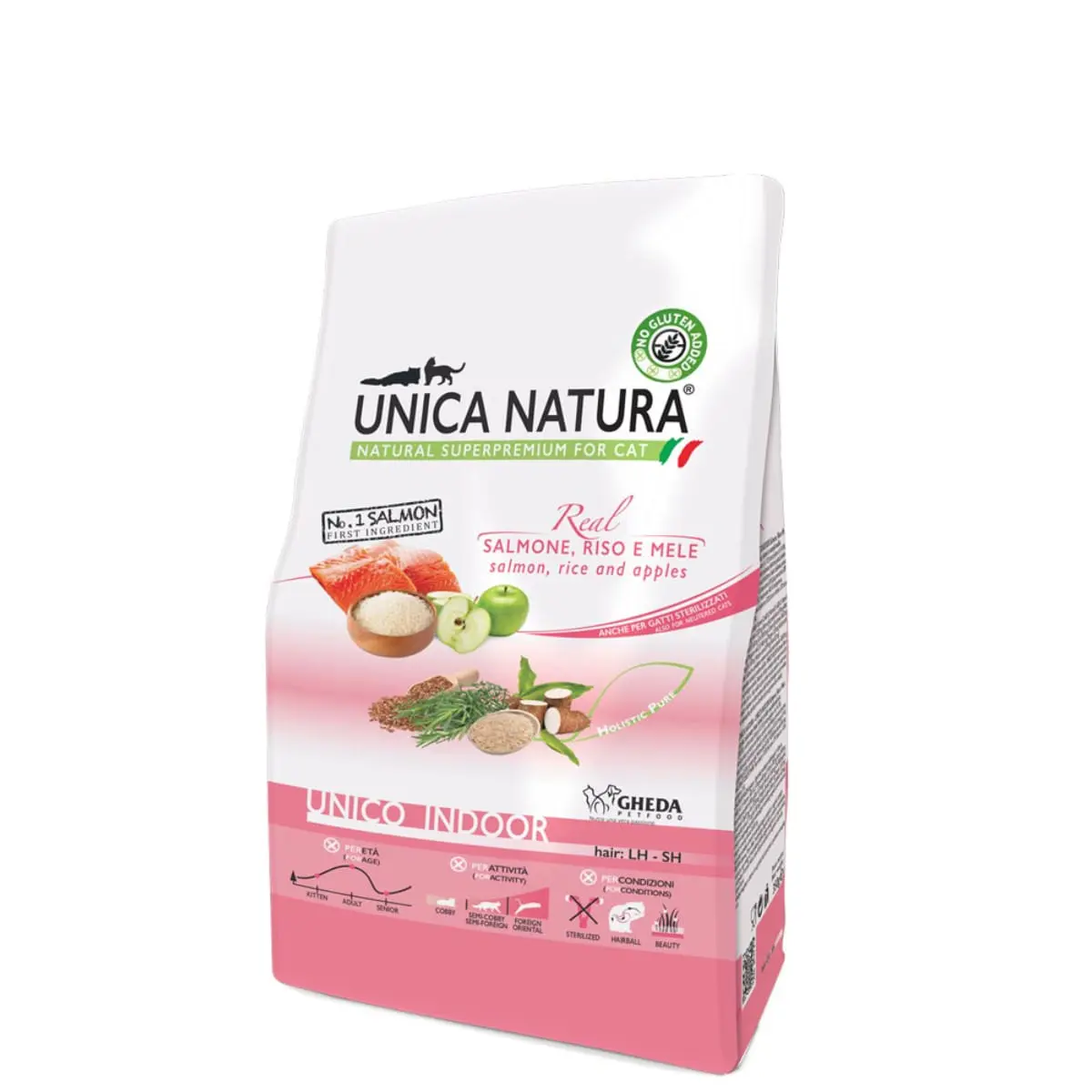 UNICA Natura Indoor, Somon si Orez, hrana uscata pisici, 1.5kg