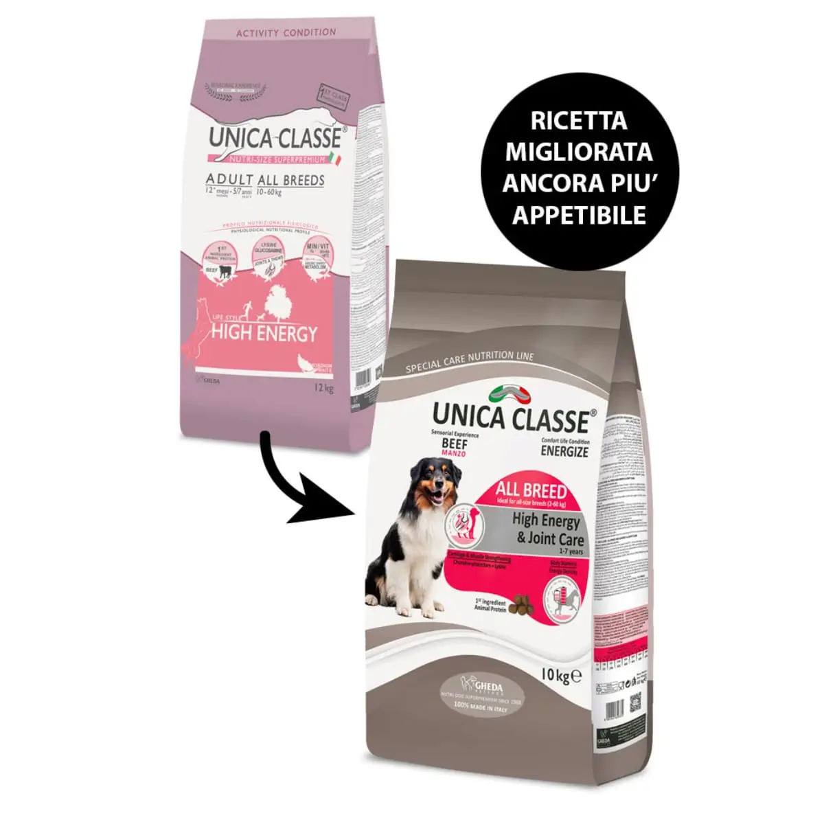 UNICA Classe High Energy & Joint Care, XS-XL, Vita, hrana uscata caini, sistem articular, activitate intensa, 12kg - Image 2