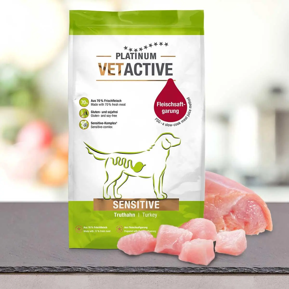 PLATINUM Vetactive Sensitive, XS-XL, Curcan, hrana uscata caini, sistem digestiv, semimoist, 1.5kg - Image 2