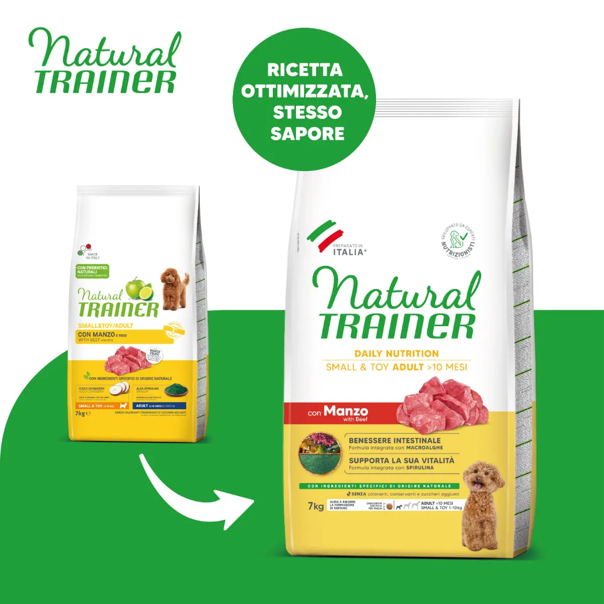 NATURAL TRAINER Daily Nutrition Small & Toy, XS-S, Vita, hrana uscata caini, 7kg