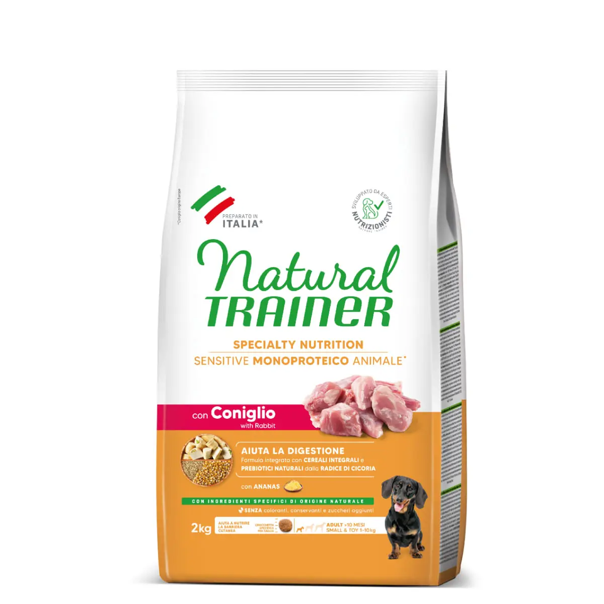 NATURAL TRAINER Speciality Nutrition Sensitive, XS-S, Iepure, hrana uscata monoproteica caini, sistem digestiv, 2kg