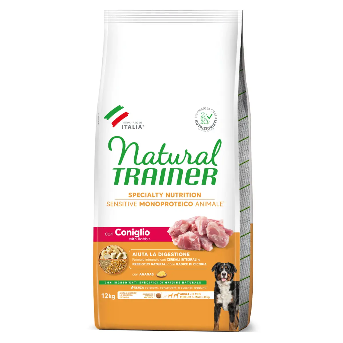 NATURAL TRAINER Speciality Nutrition Sensitive, M-XL, Iepure, hrana uscata monoproteica caini, sistem digestiv, 12kg - Image 3