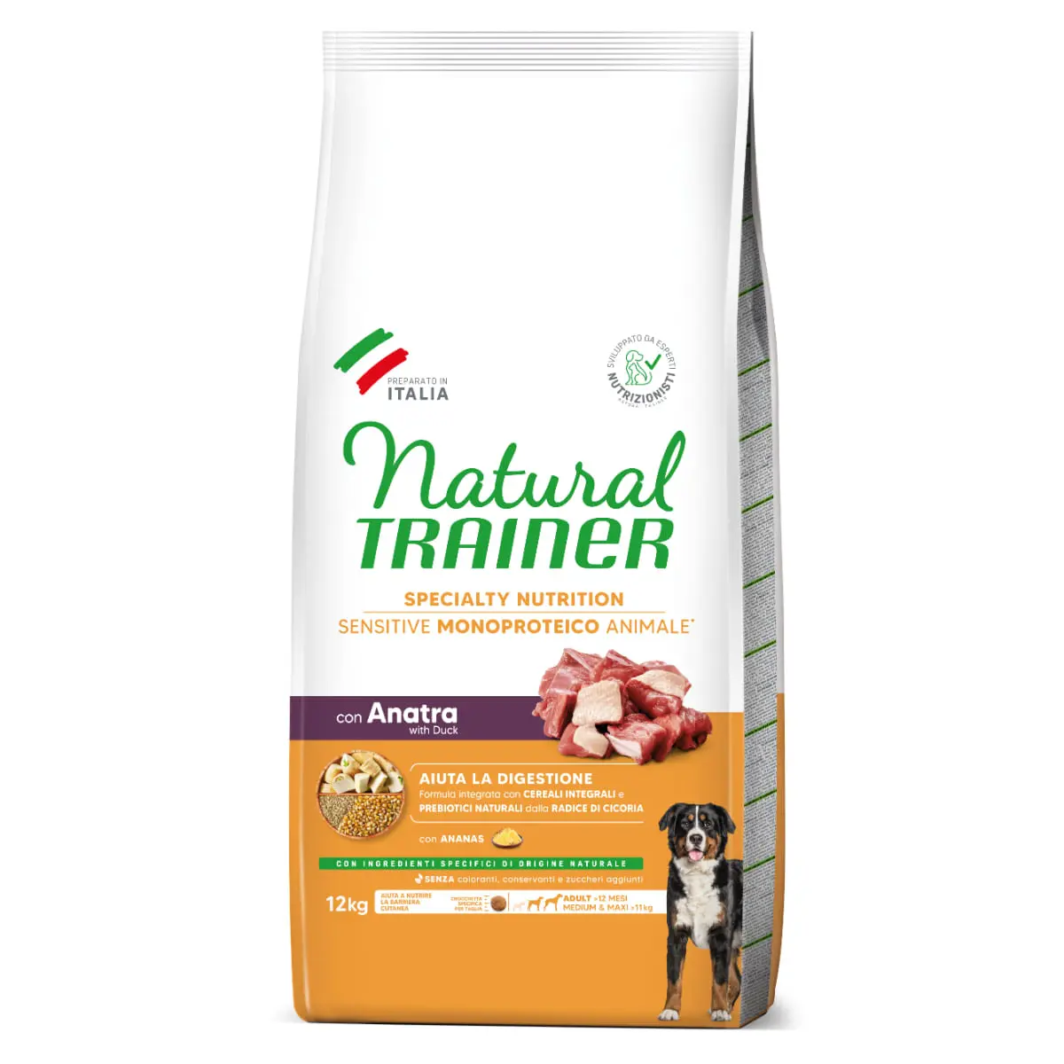 NATURAL TRAINER Speciality Nutrition Sensitive, M-XL, Rata, hrana uscata monoproteica caini, sistem digestiv, 12kg - Image 3
