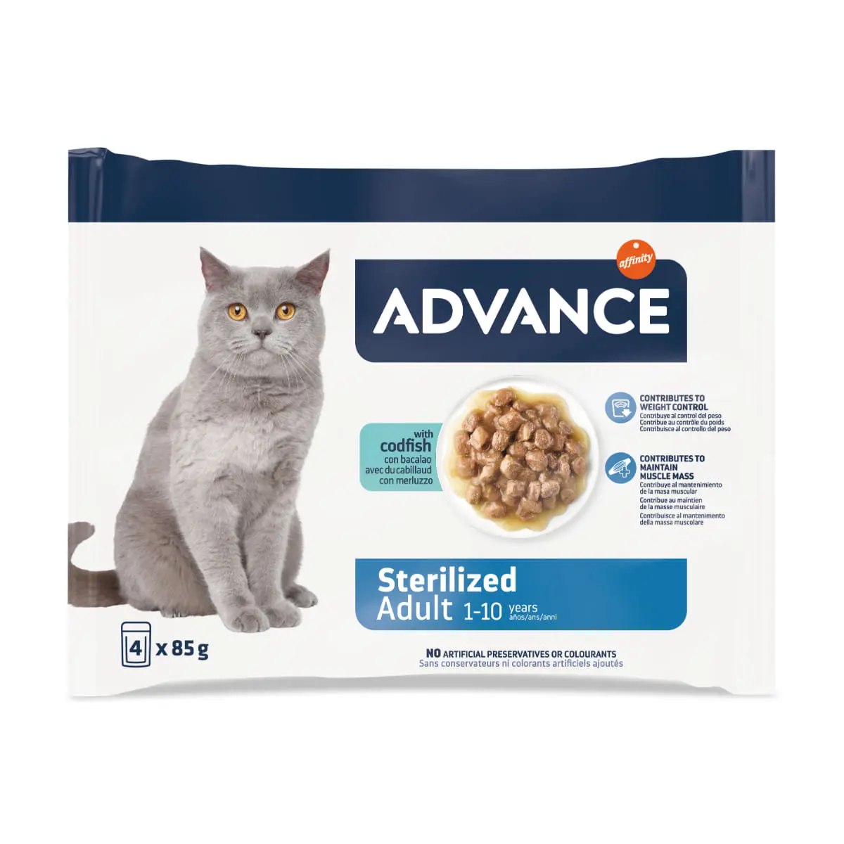 ADVANCE Sterilised, Cod, plic hrana umeda pisici sterilizate, (in sos), multipack, 85g x 4buc - Image 4