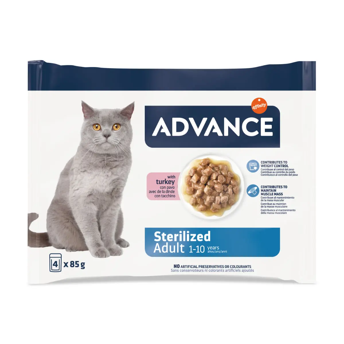 ADVANCE Sterilised, Curcan, plic hrana umeda pisici sterilizate, (in sos), multipack, 85g x 4buc - Image 2