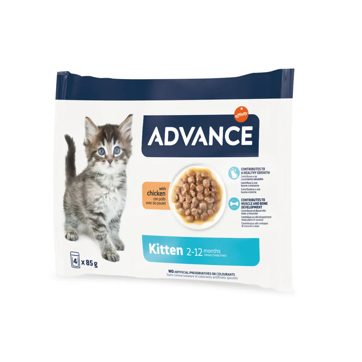 ADVANCE Kitten, Pui, plic hrana umeda pisici junior, (in sos), multipack, 85g x 4buc