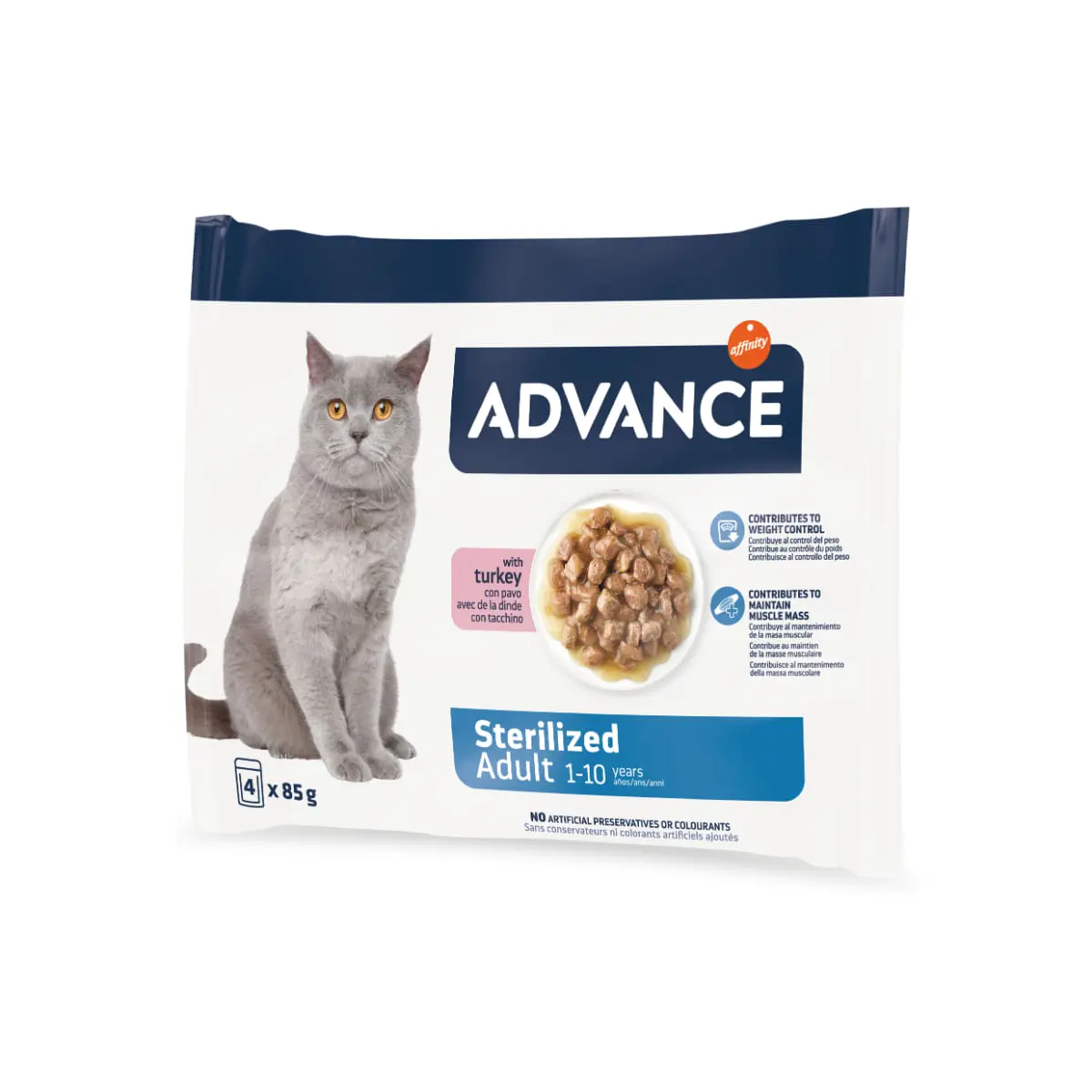 ADVANCE Sterilised, Curcan, plic hrana umeda pisici sterilizate, (in sos), multipack, 85g x 4buc - Image 4