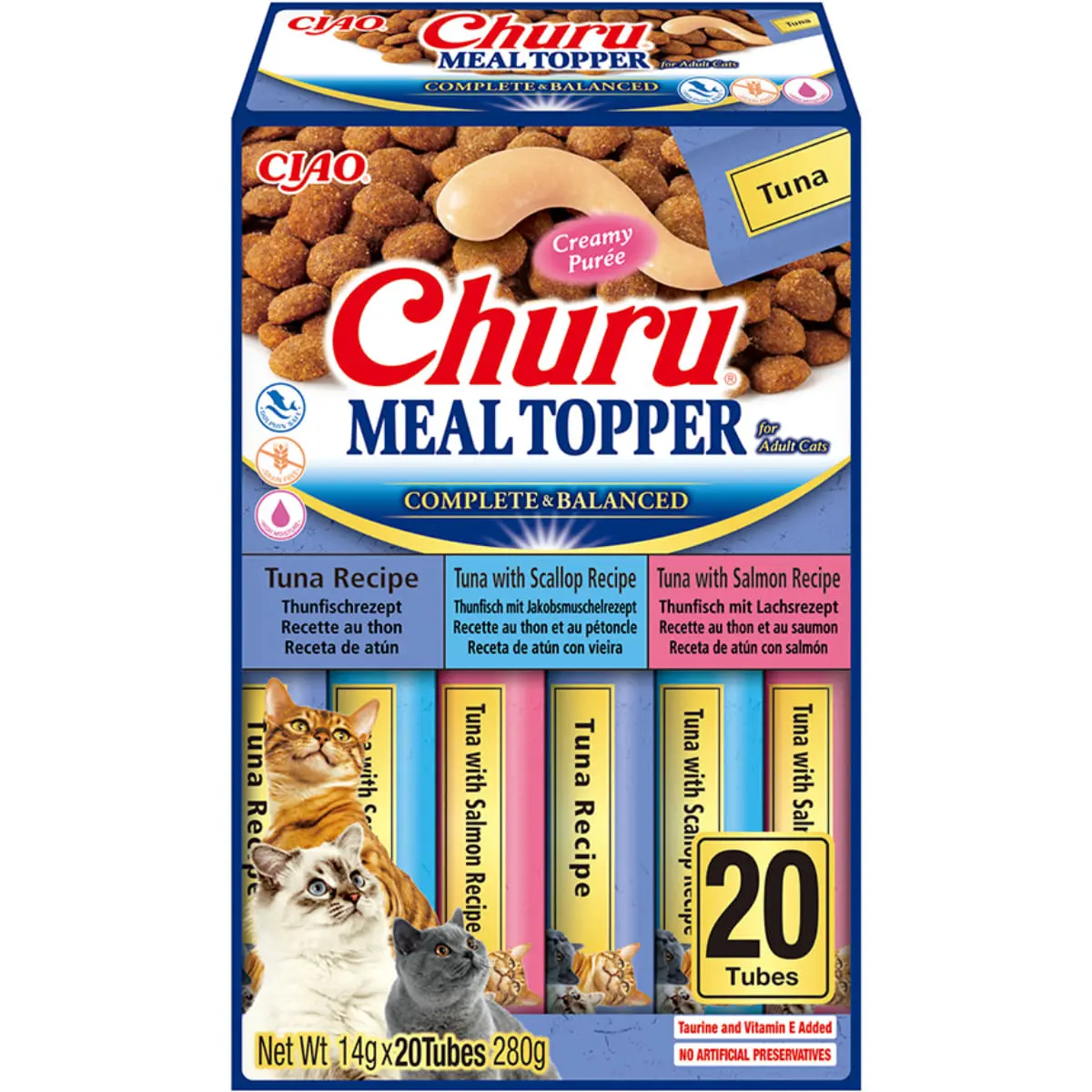 INABA Churu Meal Topper Varieties, Ton, cutie hrana umeda fara cereale pisici, (topping), 280g - Image 2