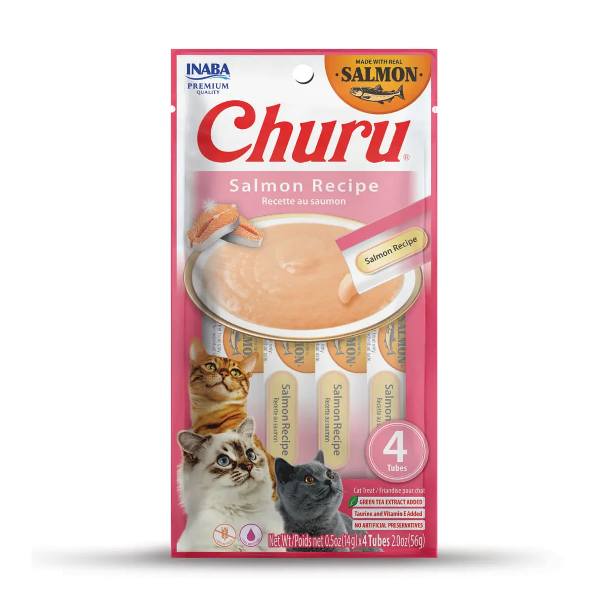 INABA Churu Creamy, Somon, plic recompense fara cereale pisici, (piure), 56g