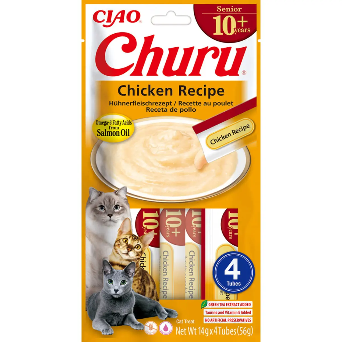 INABA Churu Creamy Senior, Pui, plic recompense fara cereale pisici senior, (piure), 56g - Image 2
