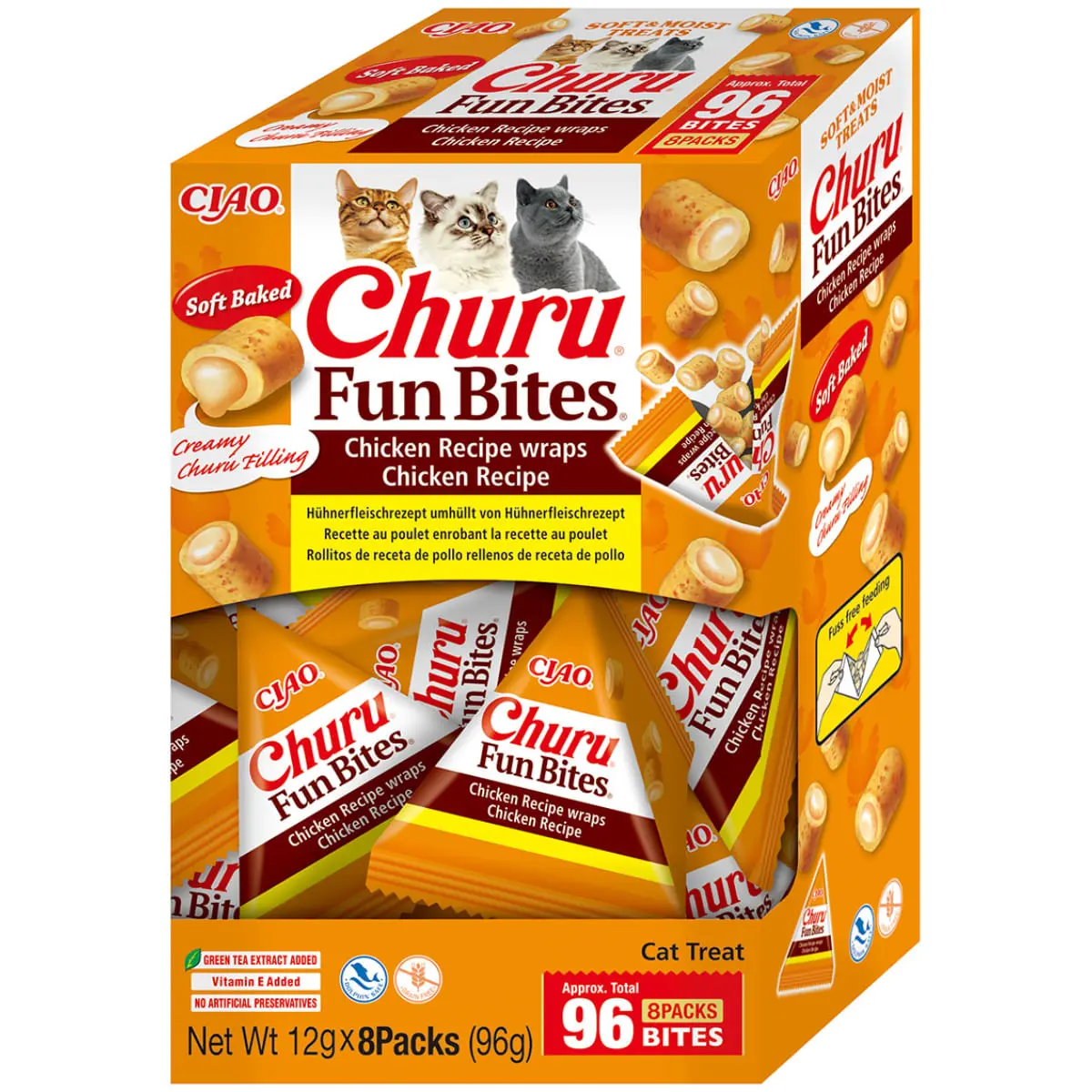 INABA Churu Fun Bites, Pui, cutie recompense fara cereale pisici, 96g - Image 2