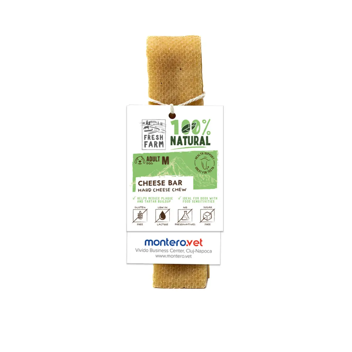 FRESH FARM Cheese Bar Treats Medium Dogs, M, Branza, recompense fara cereale caini, 70g