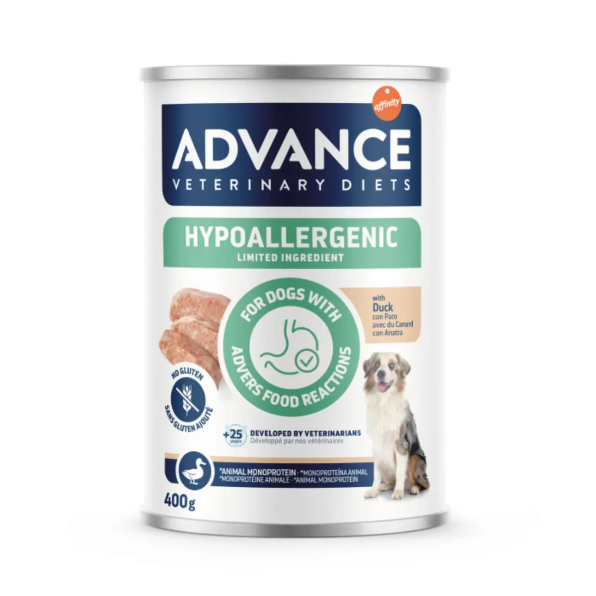 ADVANCE VETERINARY DIETS Hypoalergenic, XS-XL, Rata, dieta veterinara, conserva hrana umeda caini, alergii, (pate), 400g - Image 2