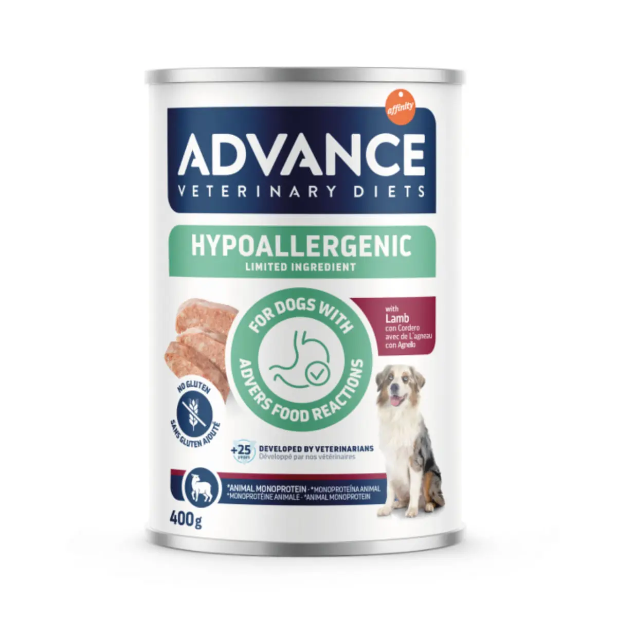 ADVANCE VETERINARY DIETS Hypoalergenic, XS-XL, Miel, dieta veterinara, conserva hrana umeda caini, alergii, (pate), 400g - Image 2