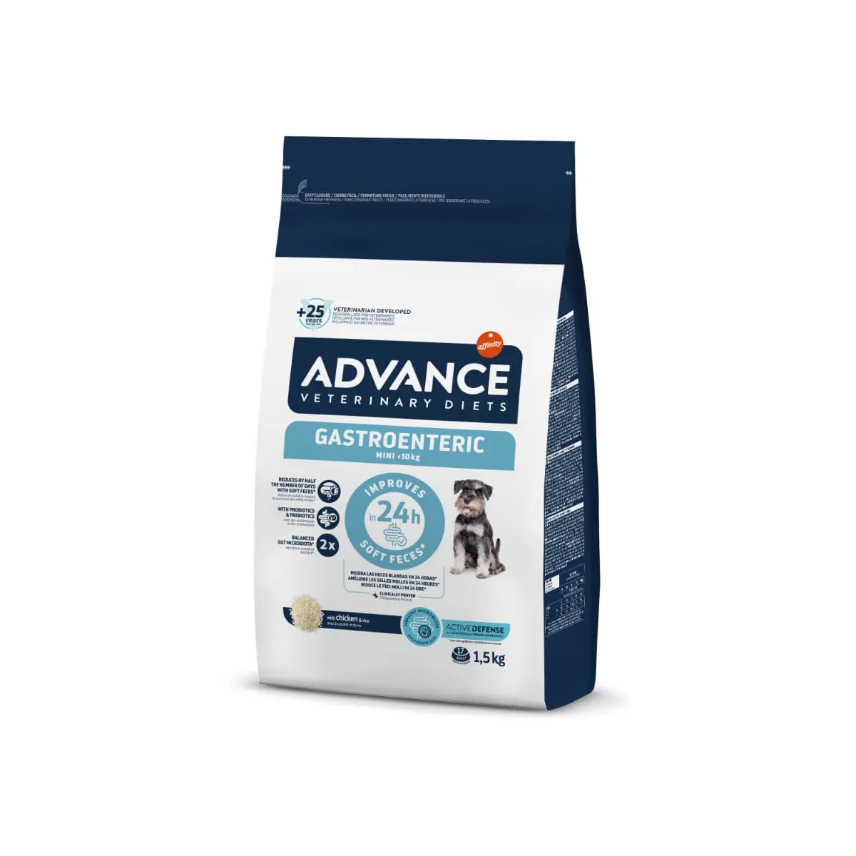 ADVANCE VETERINARY DIETS Gastroenteric Mini, XS-S, Pasare, dieta veterinara, hrana uscata caini junior & adult, sistem digestiv, 1.5kg