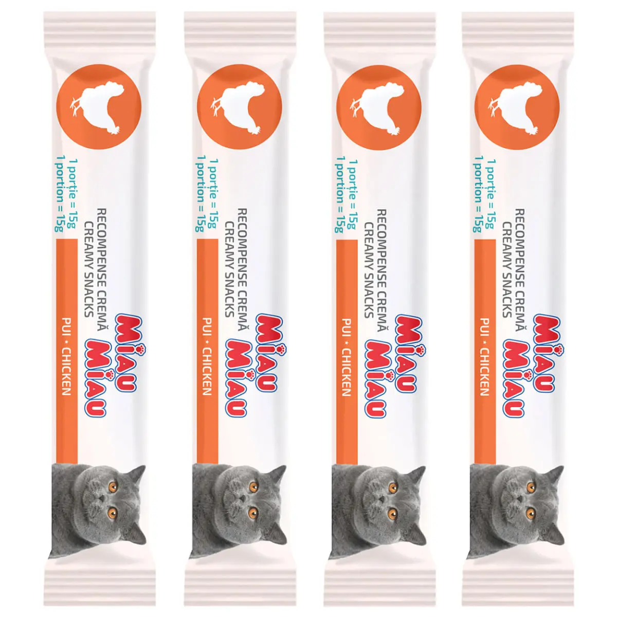 MIAU MIAU Creamy Snacks, Pui, recompense fara cereale pisici, (piure), 60g - Image 3