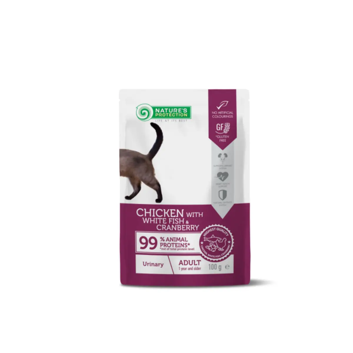NATURES PROTECTION Urinary, Pui si Peste alb, plic hrana umeda pisici, sistem urinar, (in sos), 100g