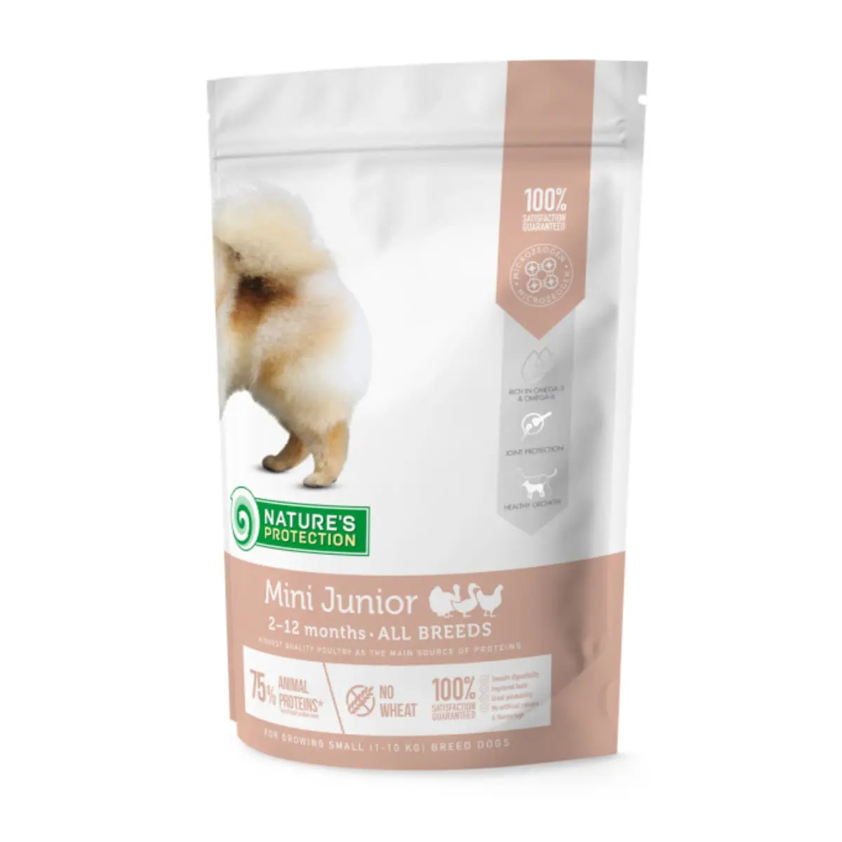 NATURES PROTECTION Junior Small Breed, XS-S, Pui si Krill, hrana uscata caini junior, 500g