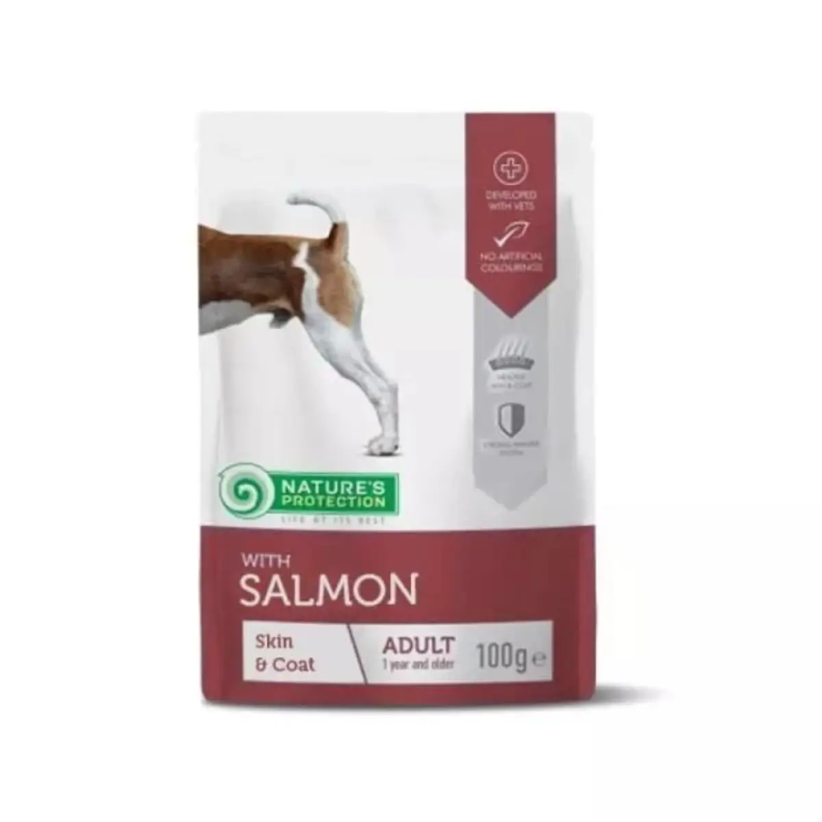 NATURES PROTECTION Skin & Coat, XS-XL, Pui si Somon, plic hrana umeda caini, piele & blana, (in sos), 100g