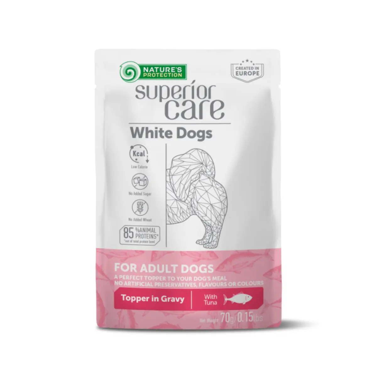 NATURES PROTECTION Superior Care White Dogs, XS-XL, Ton, plic hrana umeda monoproteica caini, (topping), 70g - Image 2
