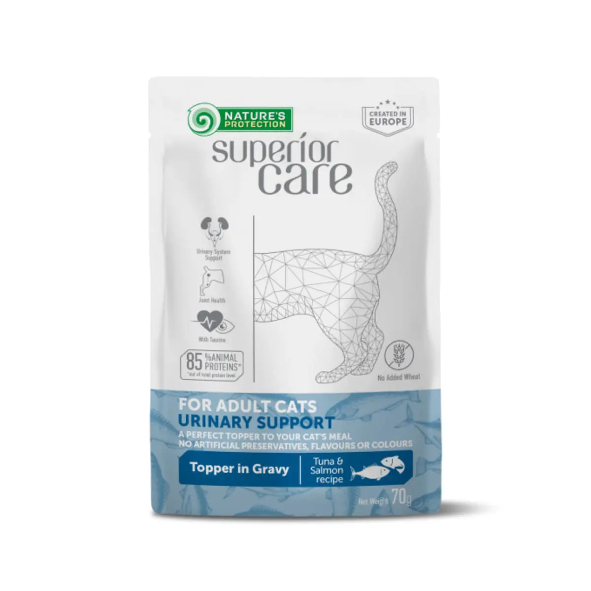 NATURES PROTECTION Superior Care Urinary, Ton si Somon, plic hrana umeda pisici, sistem urinar, (topping), 70g