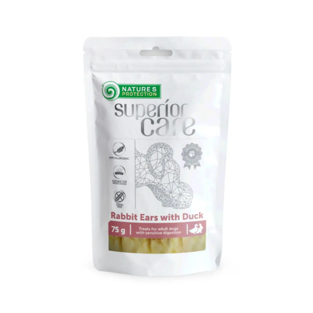 NATURES PROTECTION Superior Care Rabbit Ears, XS-XL, Iepure si Rata, punguta recompense caini, 75g - Image 2