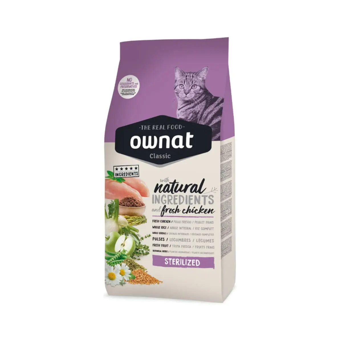 OWNAT Classic Sterilized, Pui si Somon, hrana uscata continut redus cereale pisici sterilizate, 15kg