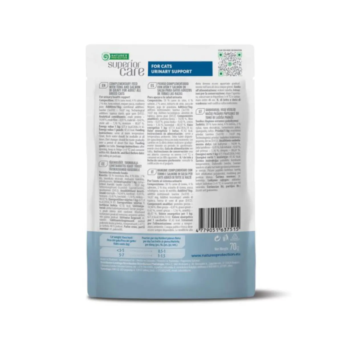 NATURES PROTECTION Superior Care Urinary, Ton si Somon, plic hrana umeda pisici, sistem urinar, (topping), 70g - Image 4