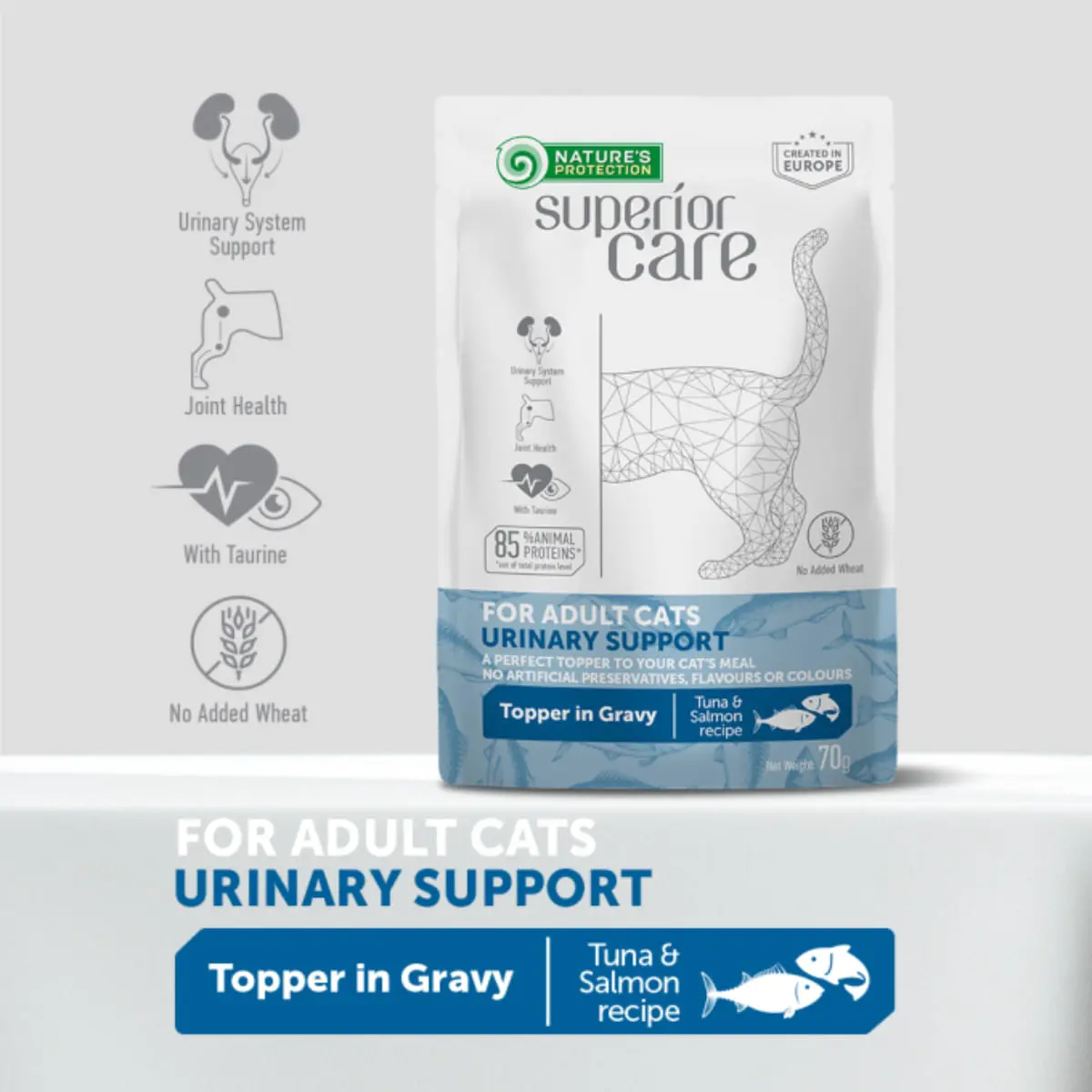 NATURES PROTECTION Superior Care Urinary, Ton si Somon, plic hrana umeda pisici, sistem urinar, (topping), 70g - Image 5