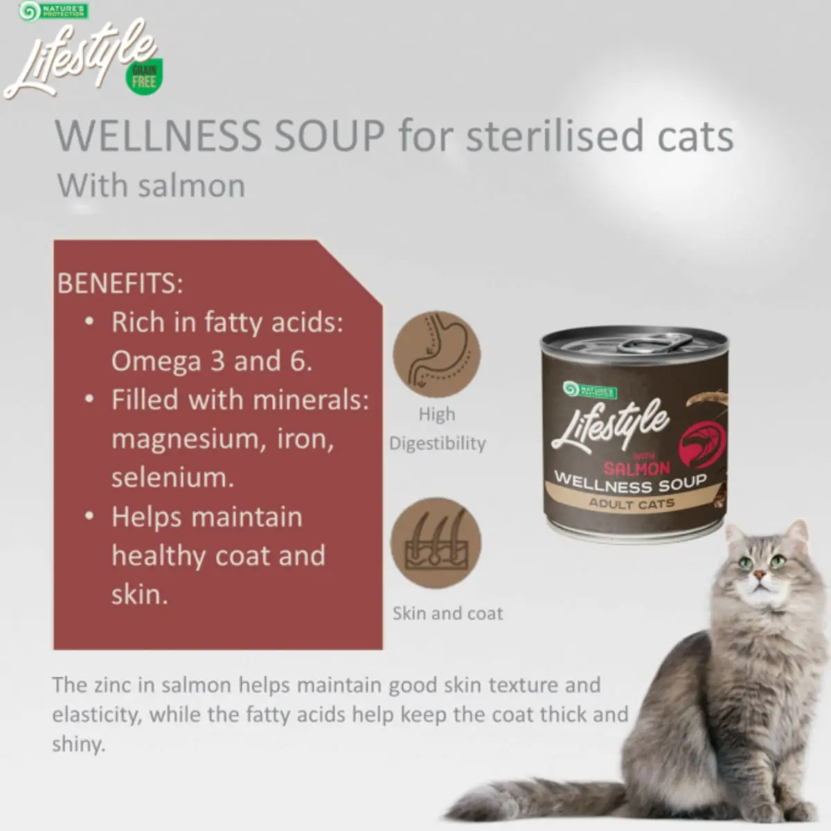 NATURES PROTECTION Lifestyle Sterilised Soup, Somon, conserva hrana umeda pisici sterilizate, (topping), 140g - Image 5