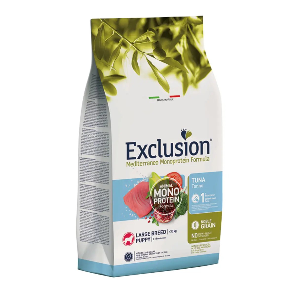 EXCLUSION Mediterraneo Monoprotein Formula Puppy Large Breed, L-XL, Ton, hrana uscata monoproteica caini junior, 12kg