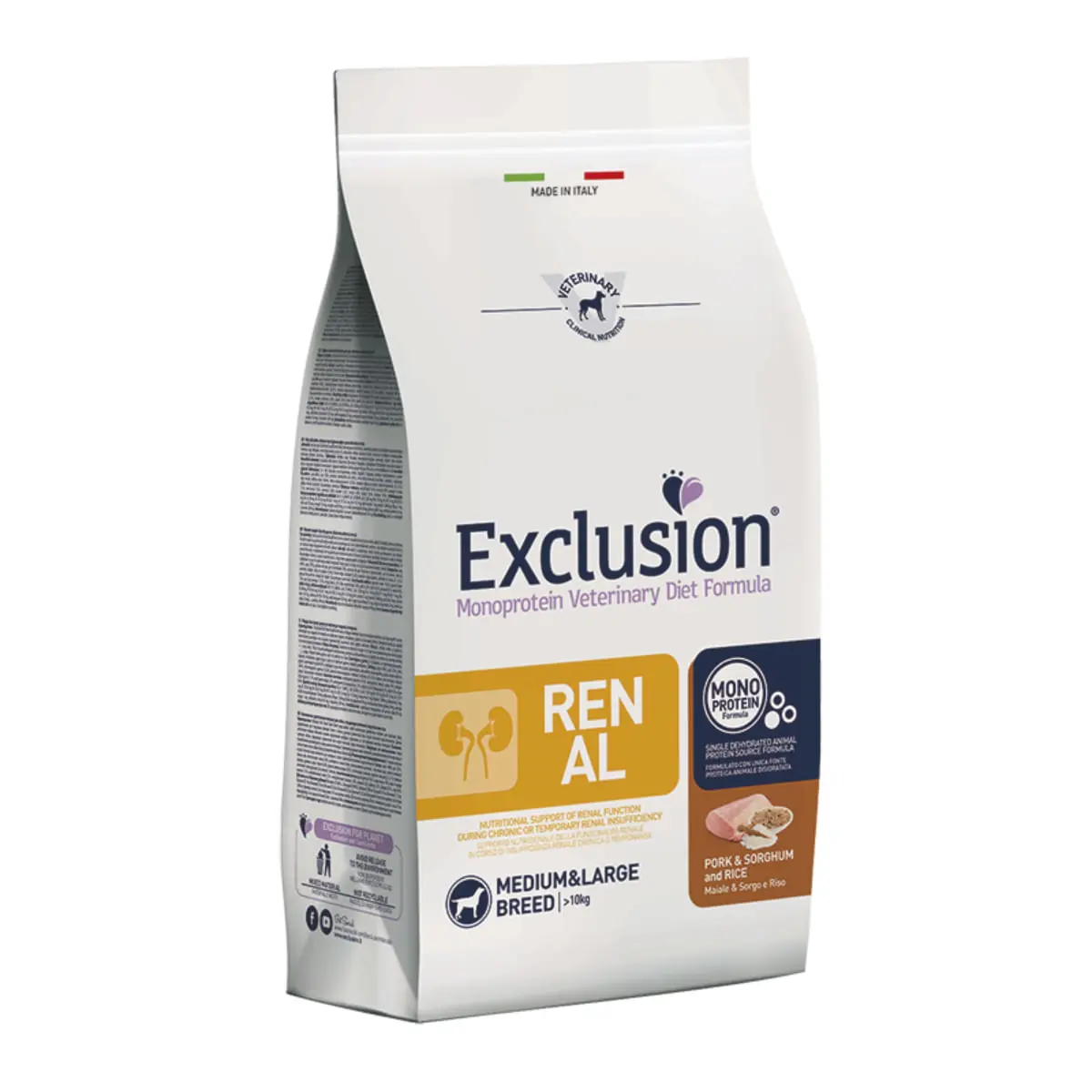 EXCLUSION Monoprotein Veterinary Diet Formula Renal, M-XL, Porc si Sorg, dieta veterinara, hrana uscata monoproteica caini, sistem renal, 12kg - Image 2