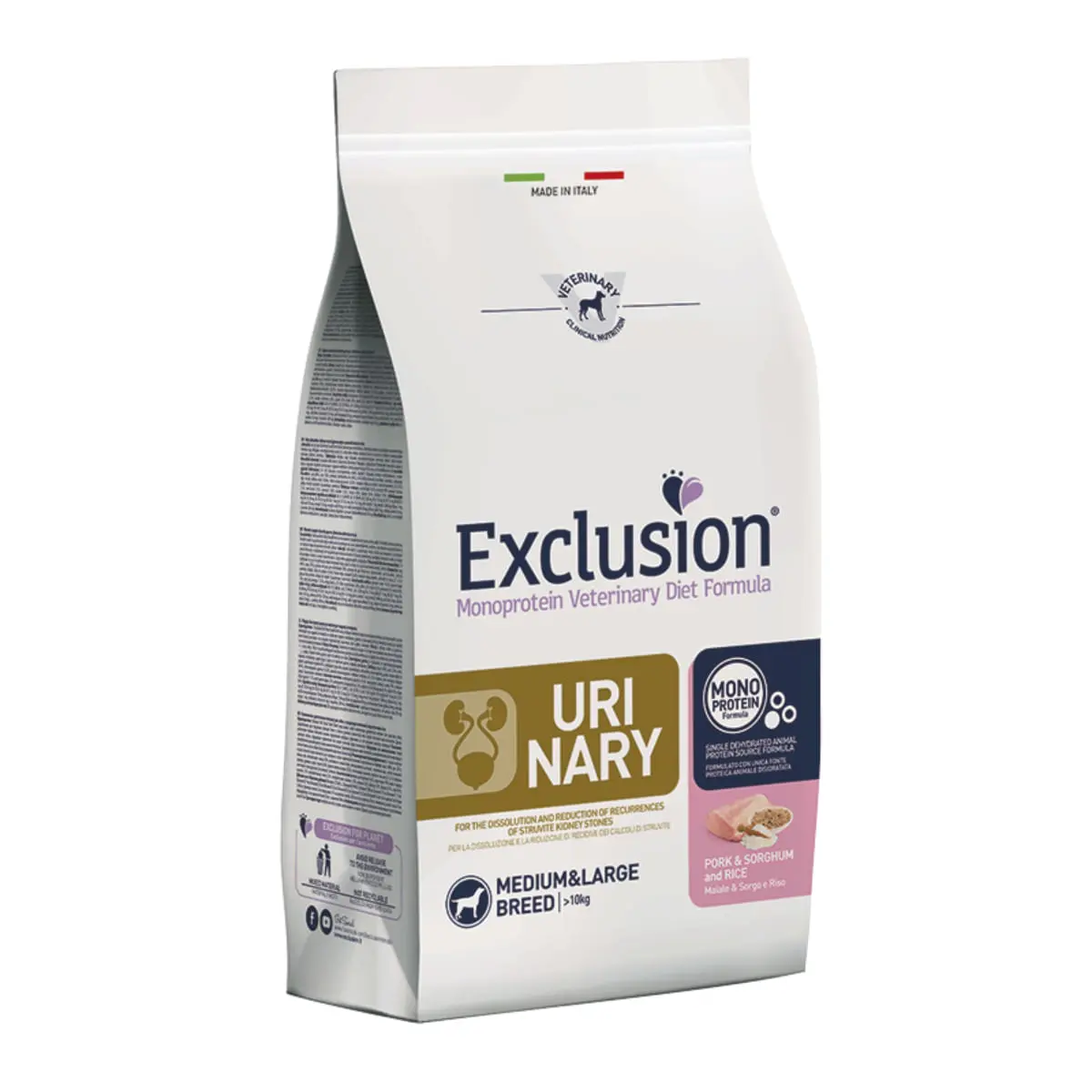 EXCLUSION Monoprotein Veterinary Diet Formula Urinary, M-XL, Porc, dieta veterinara, hrana uscata monoproteica caini, sistem urinar, 12kg - Image 2
