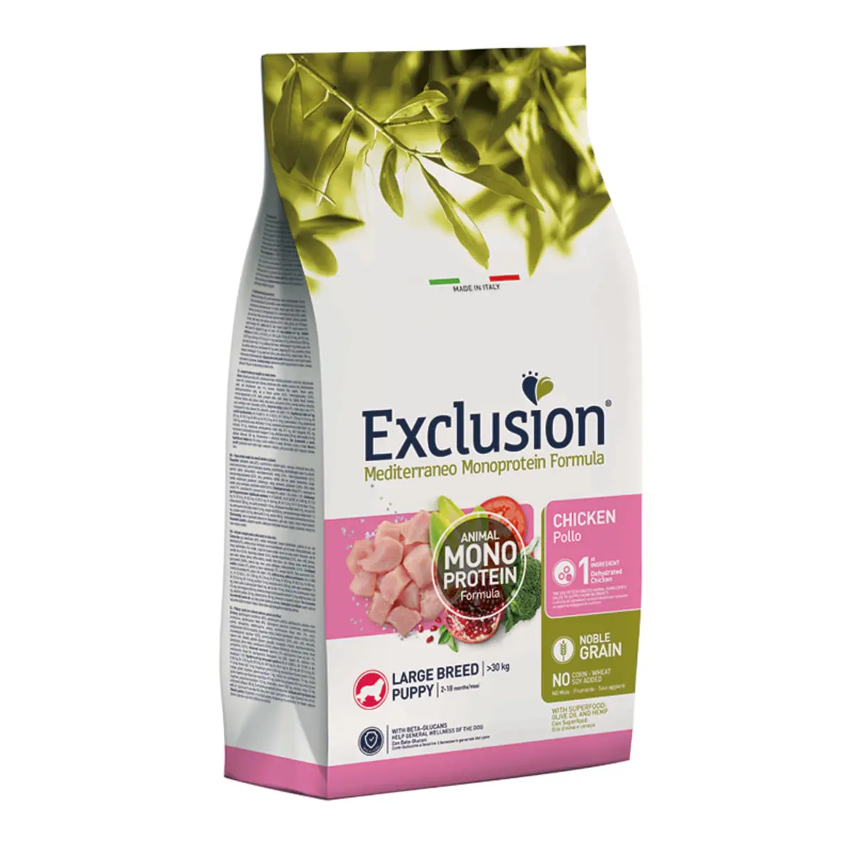 EXCLUSION Mediterraneo Monoprotein Formula Puppy Large Breed, L-XL, Pui, hrana uscata monoproteica caini junior, 12kg