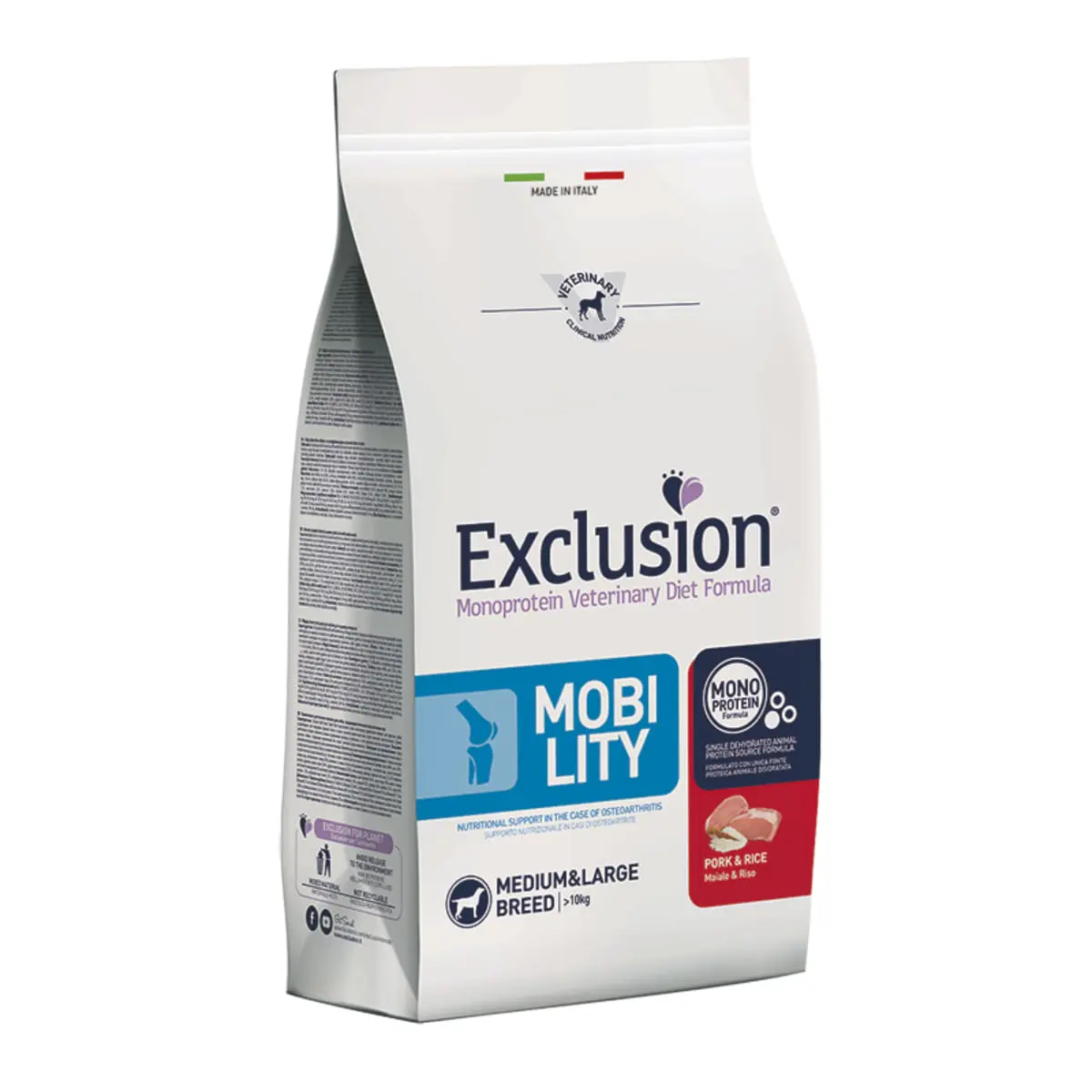 EXCLUSION Monoprotein VD Mobility Medium & Large, M-XL, Porc si Orez, dieta veterinara, hrana uscata caini, sistem articular, 12kg - Image 2