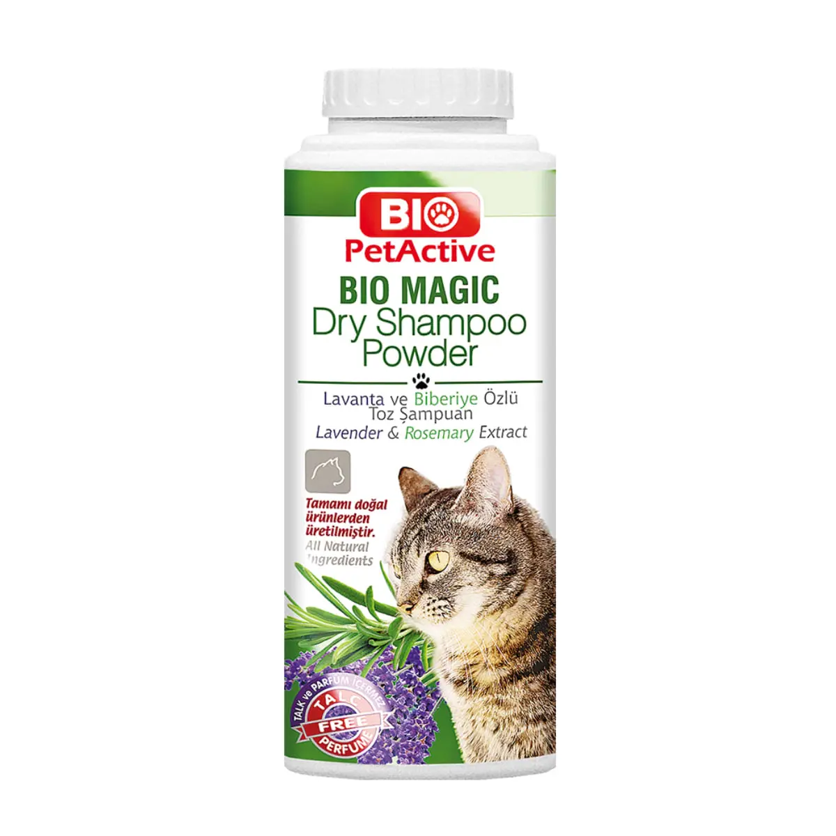 BIO PETACTIVE Bio Magic Dry Shampoo Powder, sampon pudra pisici, fara clatire, flacon, 150g - Image 2