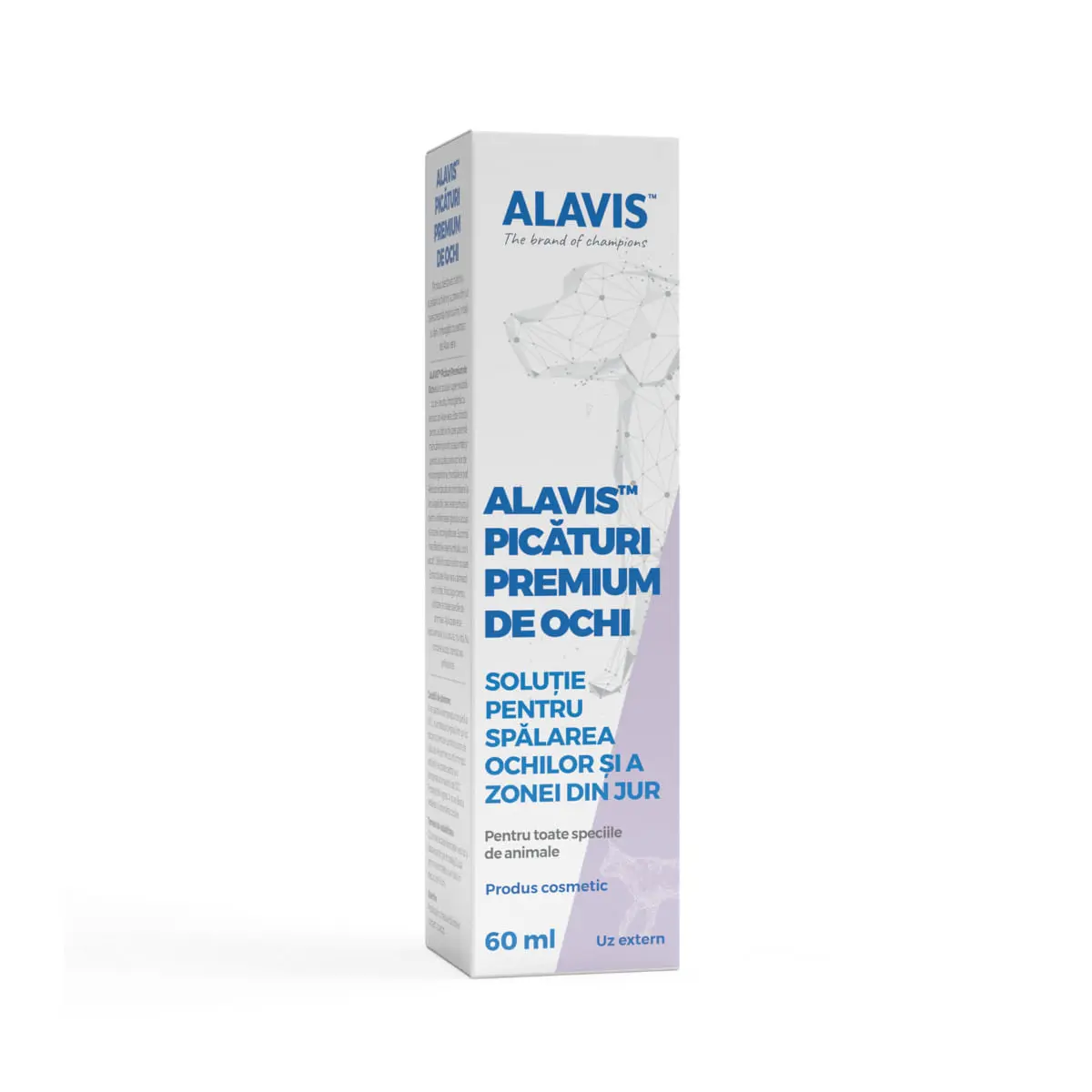 ALAVIS Picaturi Premium de Ochi, XS-XL, solutie igiena ochilor caini si pisici, flacon, 60ml