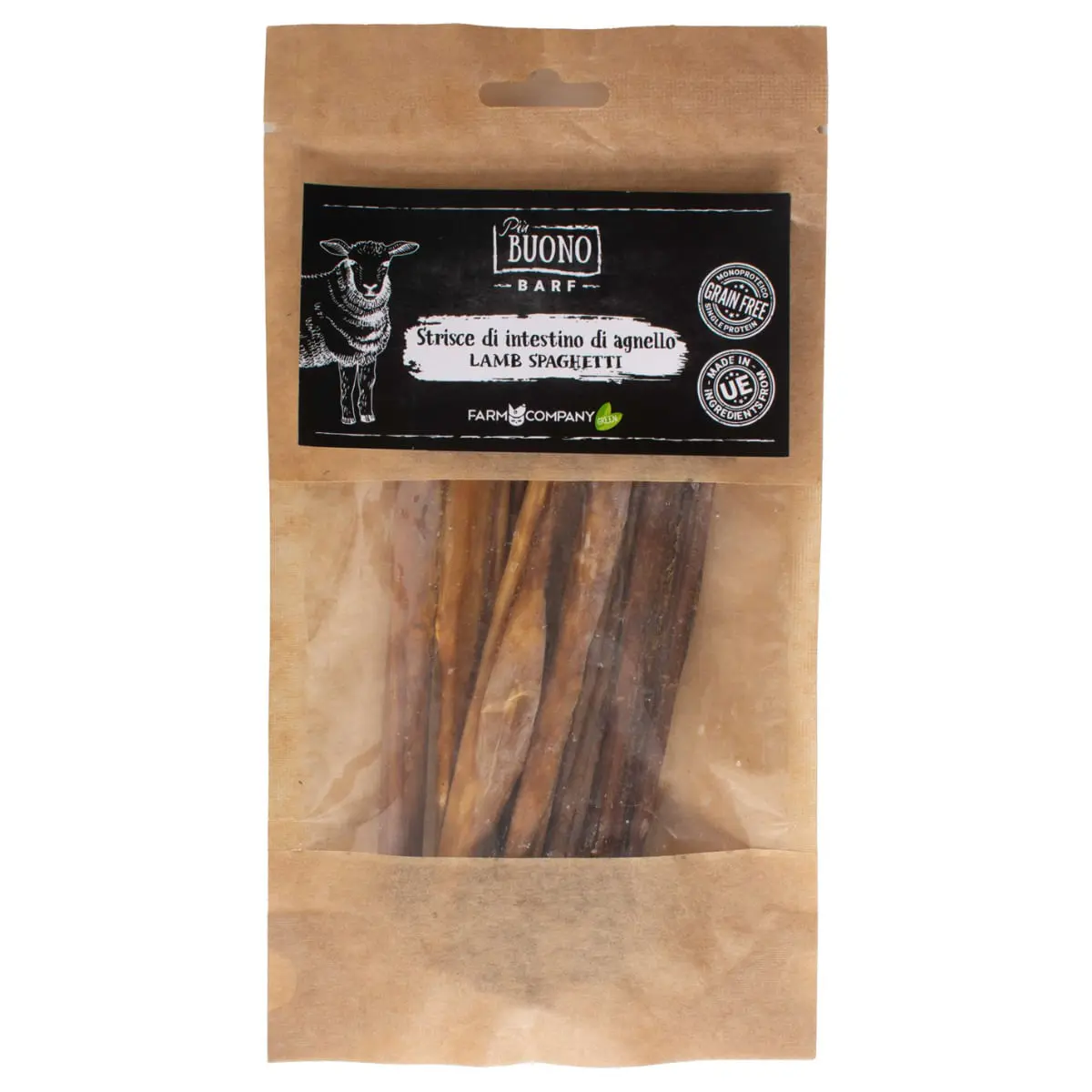 PIU BUONO Strips Intestine de Miel, XS-XL, punguta recompense caini, 50g