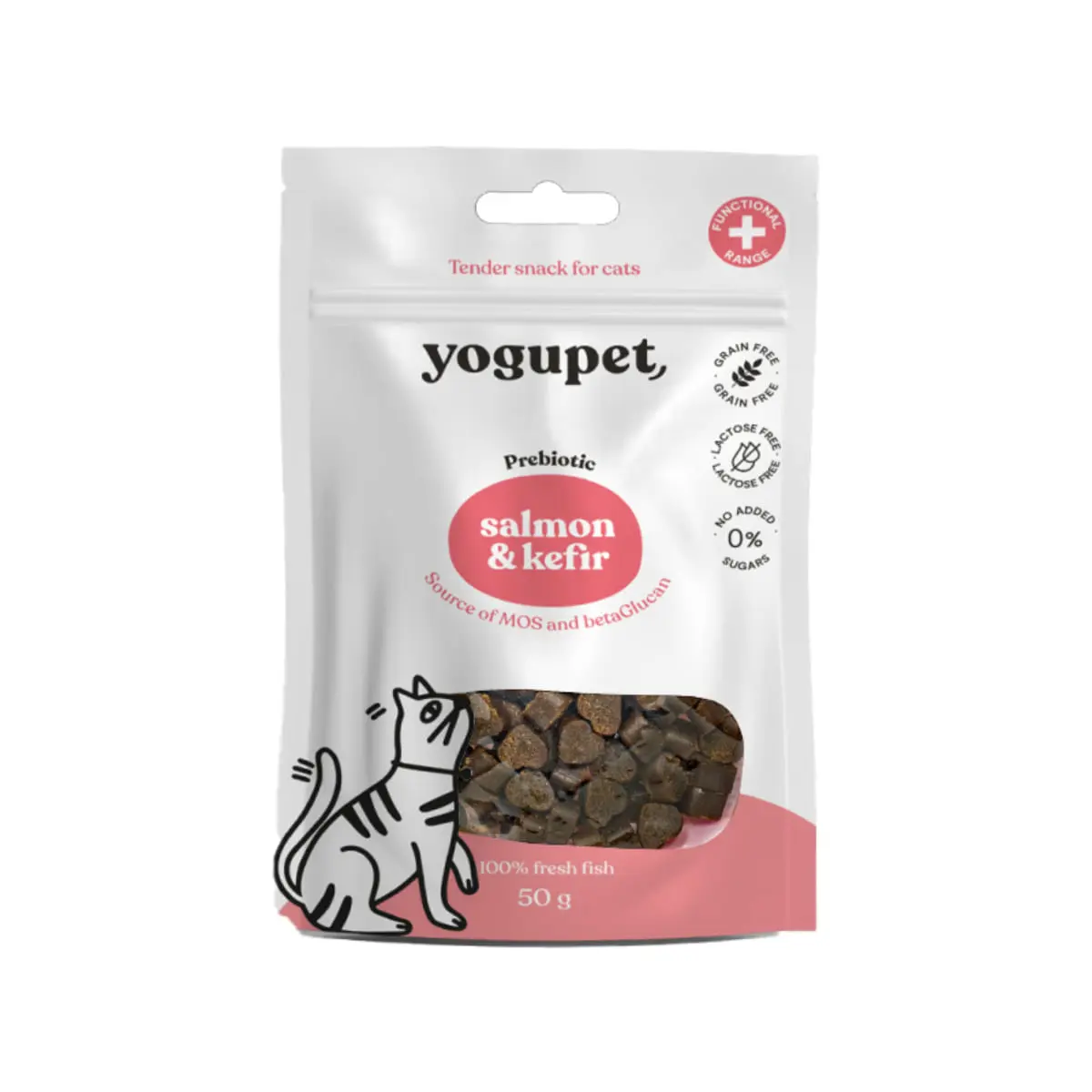 YOGUPET Snack Cat Somon & Kefir, Somon, recompense fara cereale pisici, 50g
